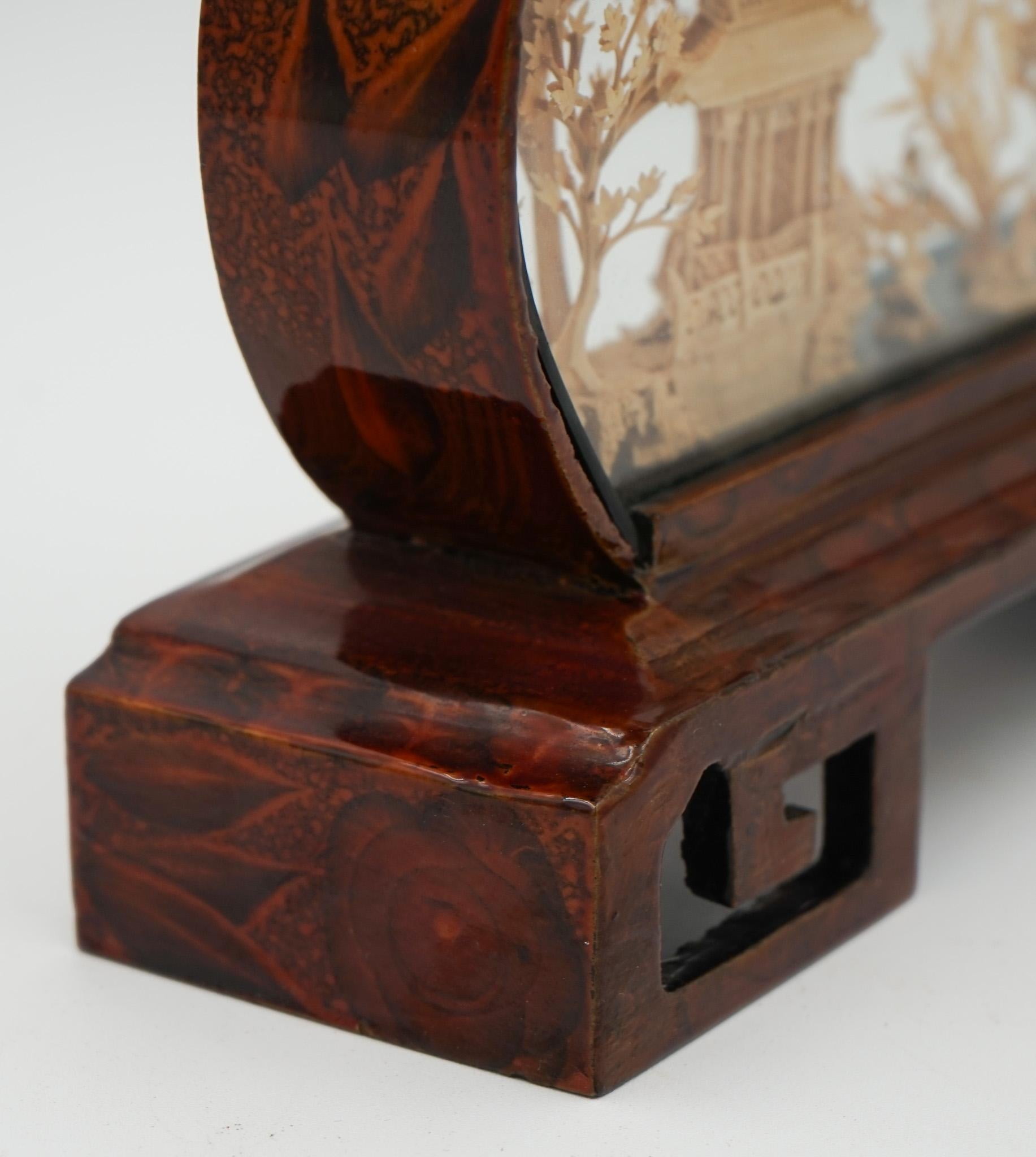 FRAMED CHINESE ORIENTAL CARVED CORK DIORAMA DISPLAY SculPTURE VERY DECORATiVE (Hartholz) im Angebot