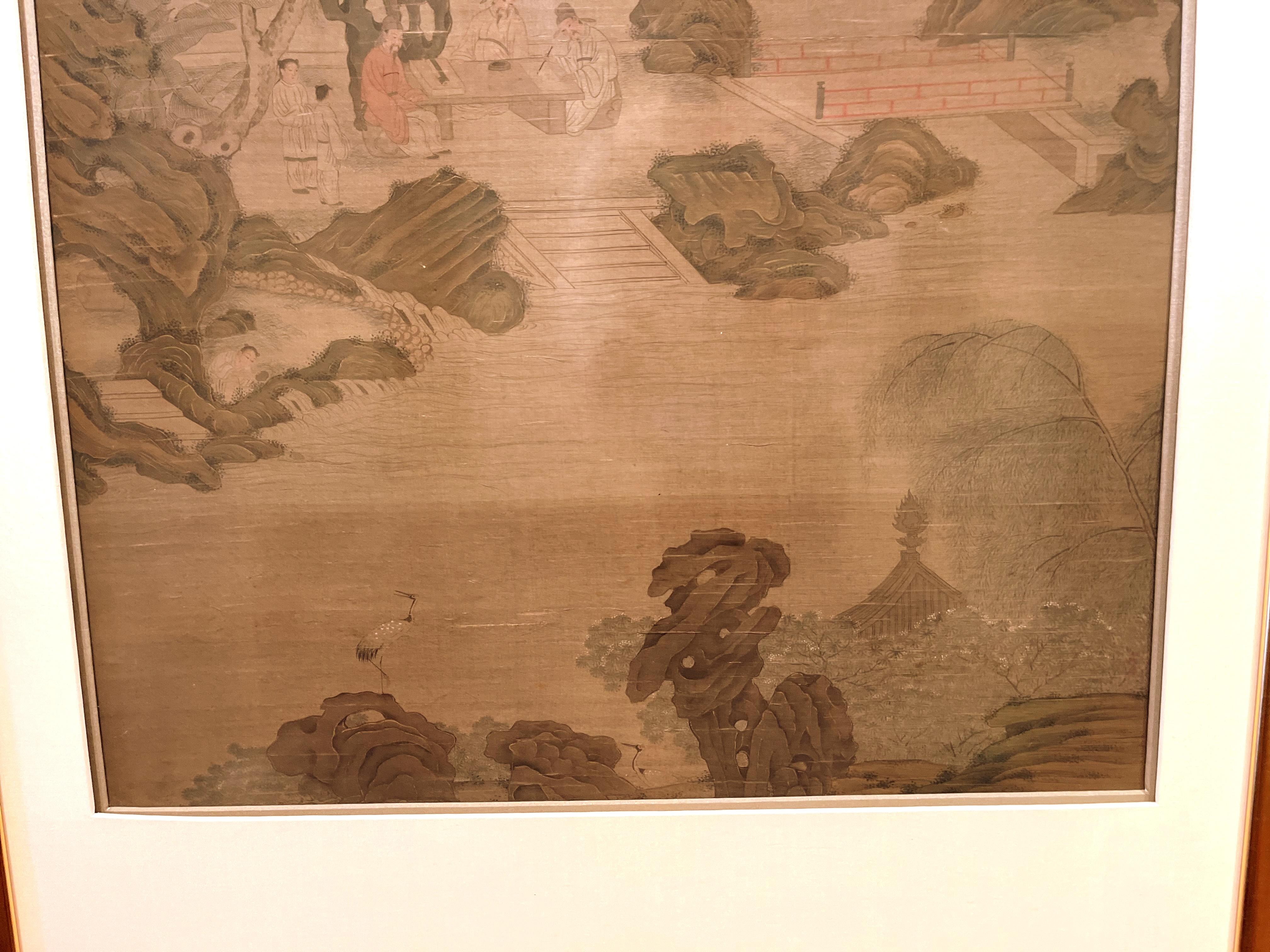 Framed Chinese Painting of Scholars in the Landscape For Sale 3