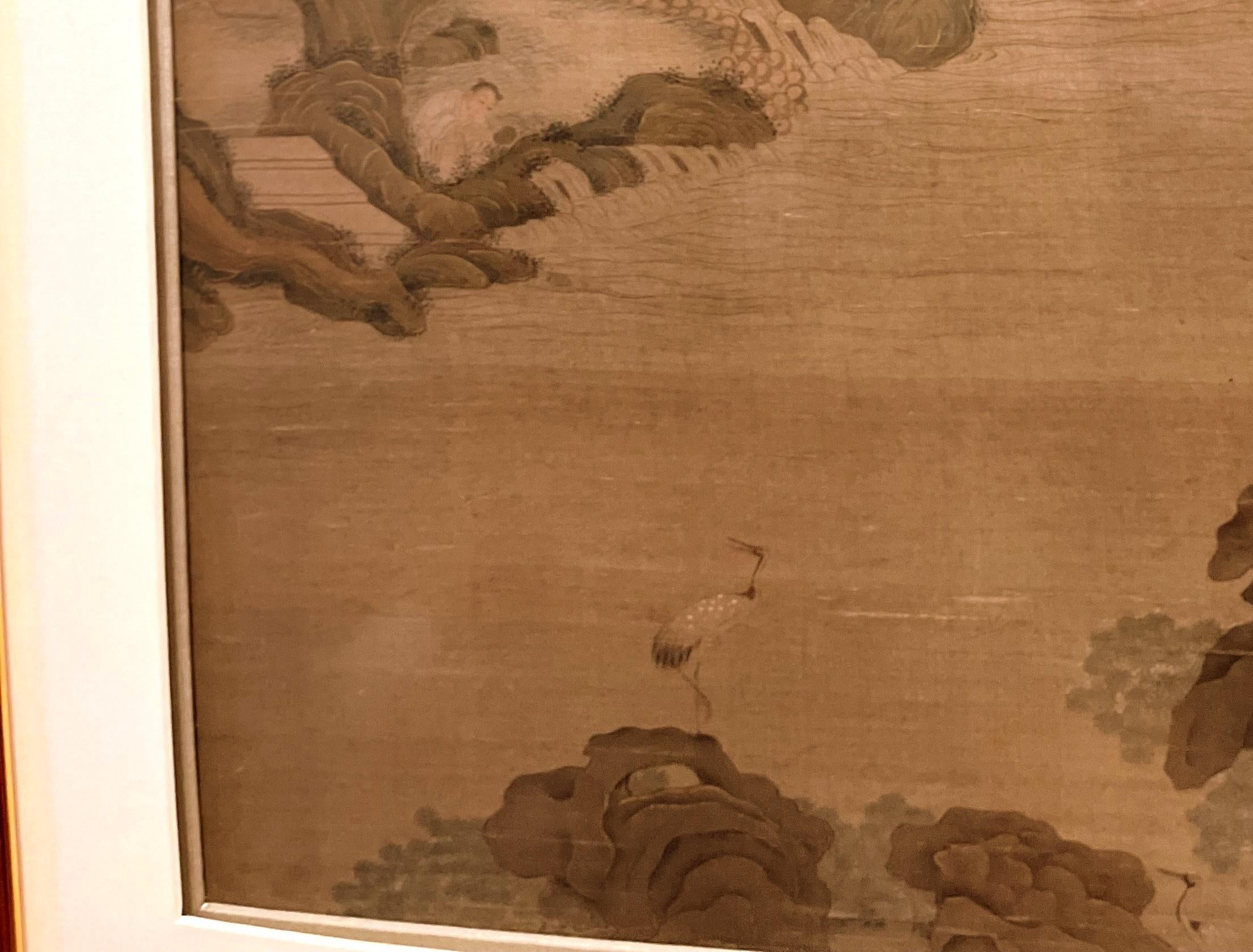 Framed Chinese Painting of Scholars in the Landscape For Sale 2