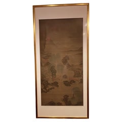 Peinture chinoise d'écoliers dans le paysage