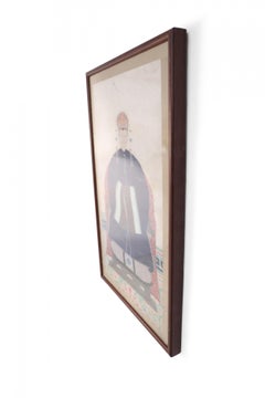 Portrait chinois encadré d'un stylo à stylo et d'une encre encadré en robes marines