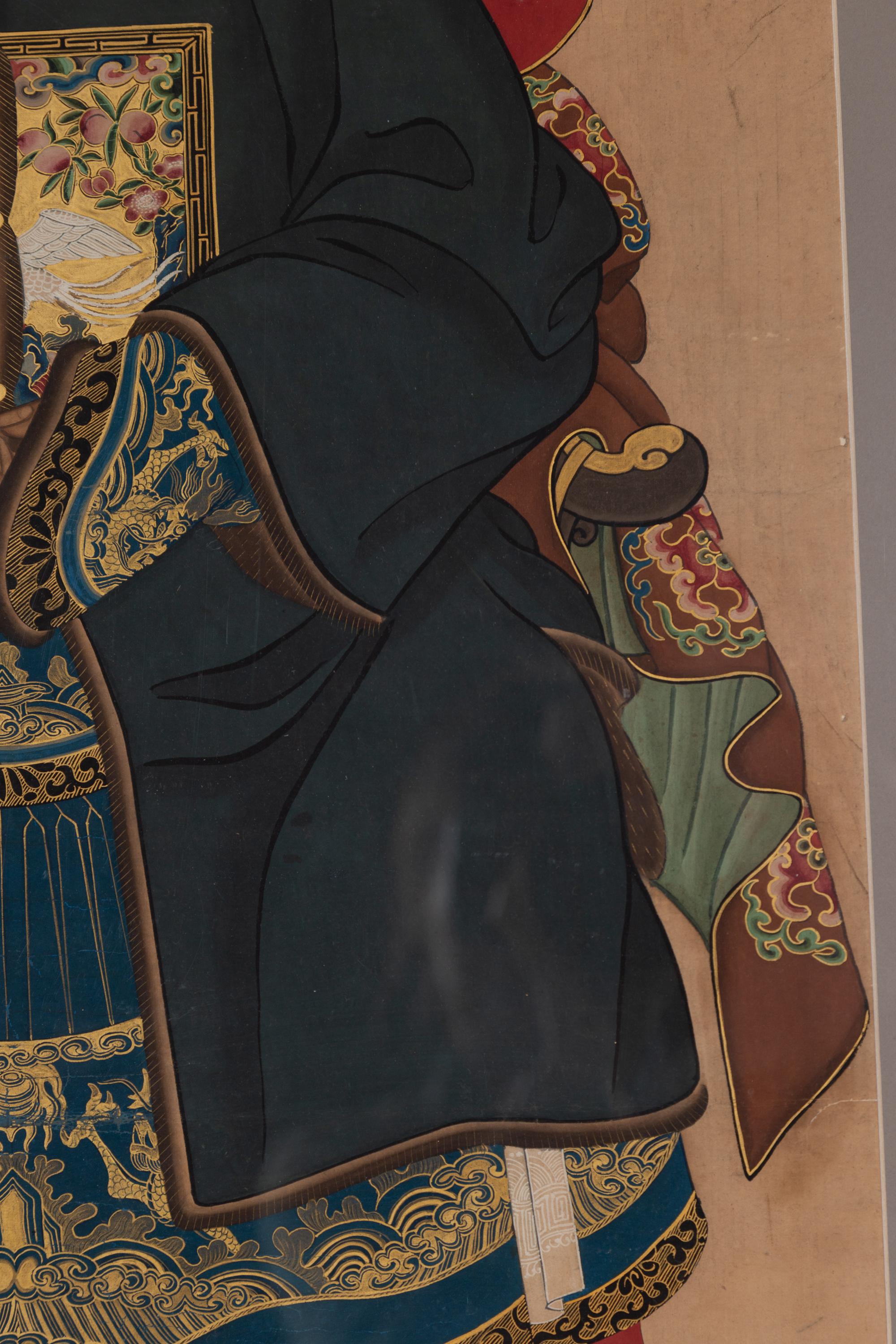 Framed Chinese Qing Dynasty Ancestral Patriarch Portrait, circa 1900 6