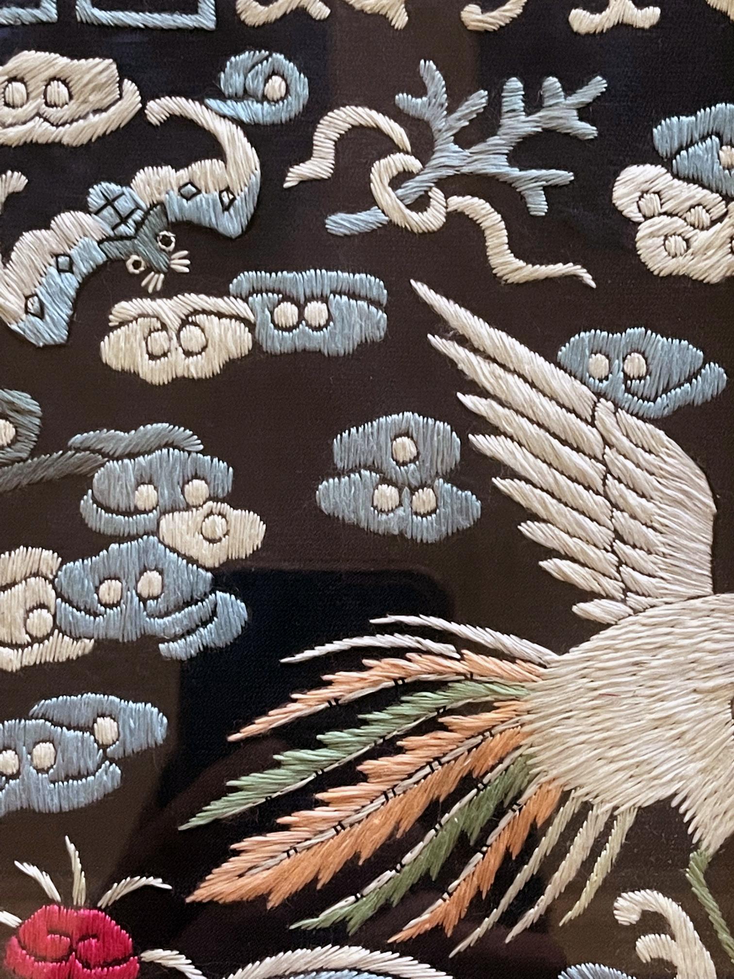 Framed Chinese Qing Dynasty Embroidered Fifth Rank Badge 3