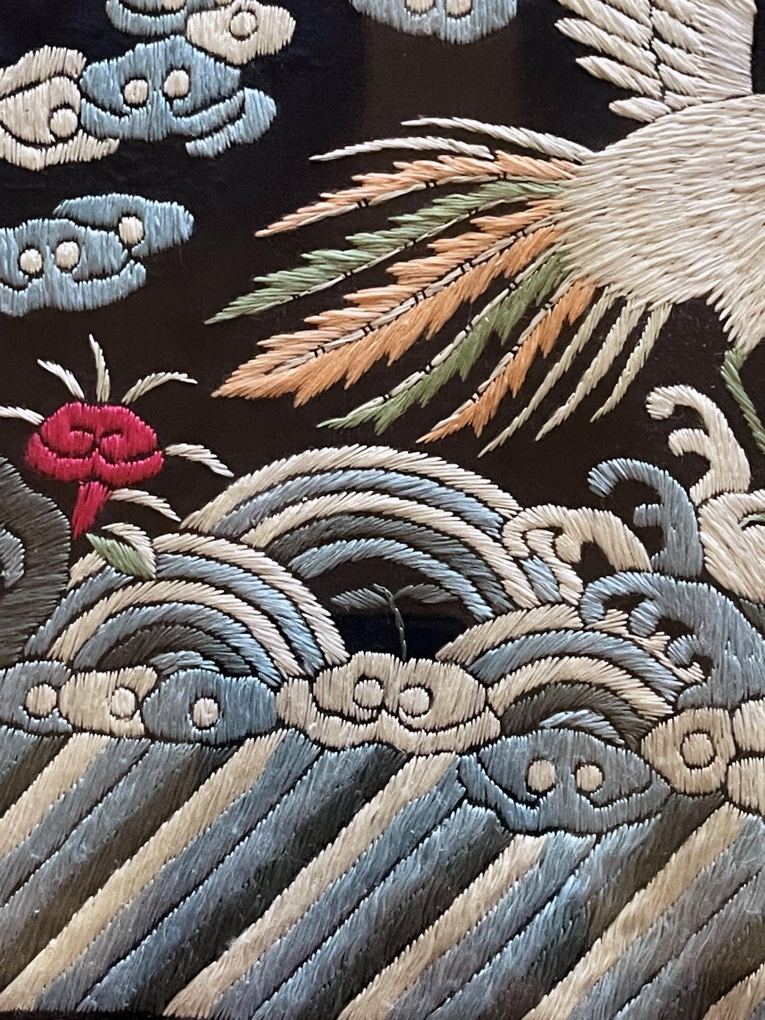 Framed Chinese Qing Dynasty Embroidered Fifth Rank Badge 2