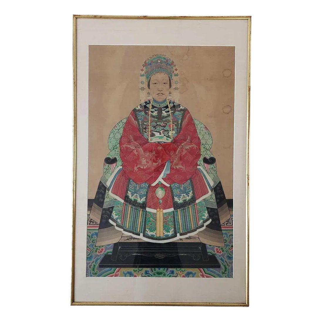 Portrait royal chinois encadré d'une femme Bon état - En vente à Locust Valley, NY