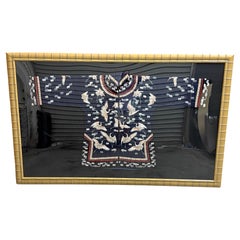 Framed Chinese Silk Embroidered Robe Flying Cranes &  Auspicious Clouds