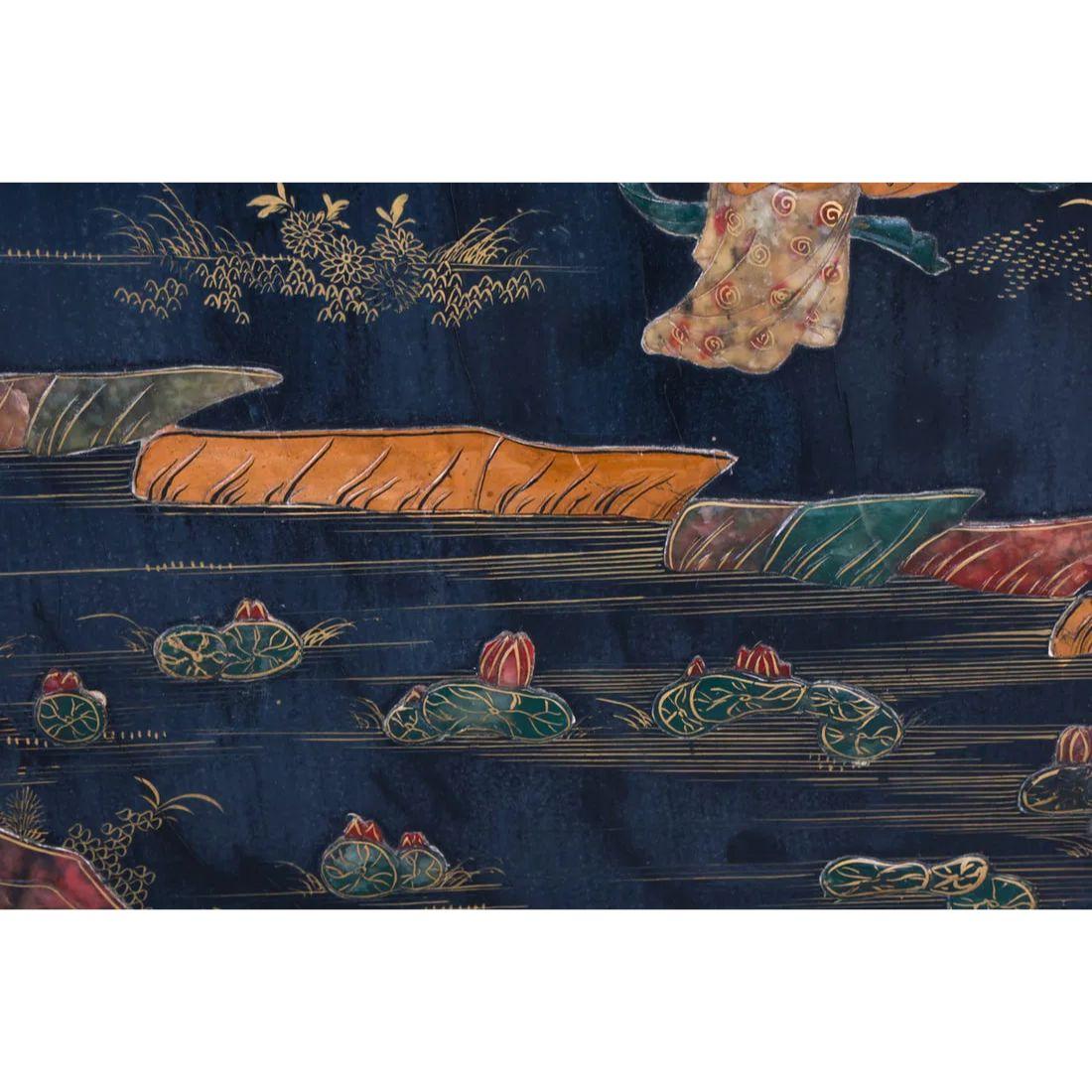 20th Century Framed Chinoiserie Panel With Stone Inlay For Sale