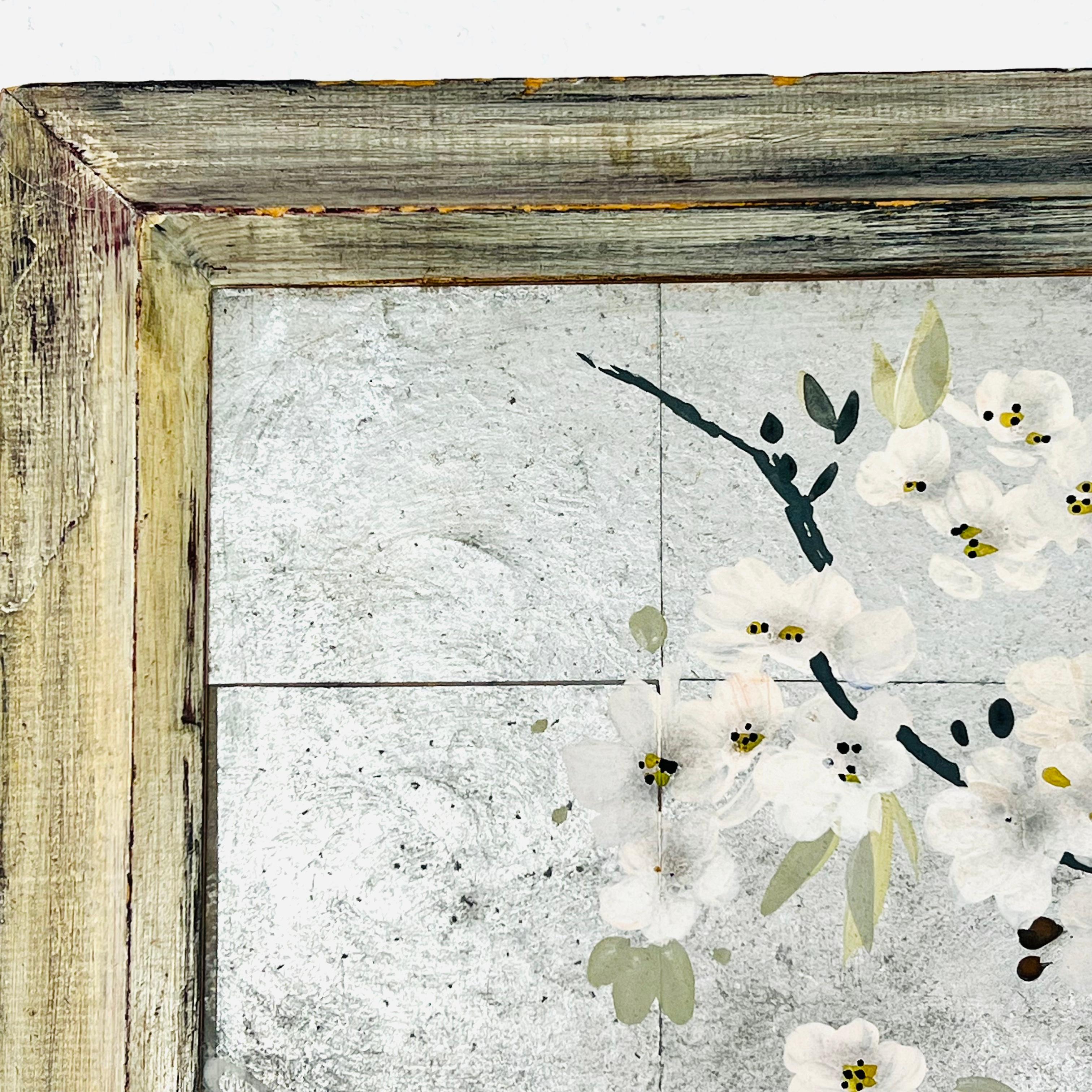 Framed Chinoiserie Style Silver Leaf Panel For Sale 5
