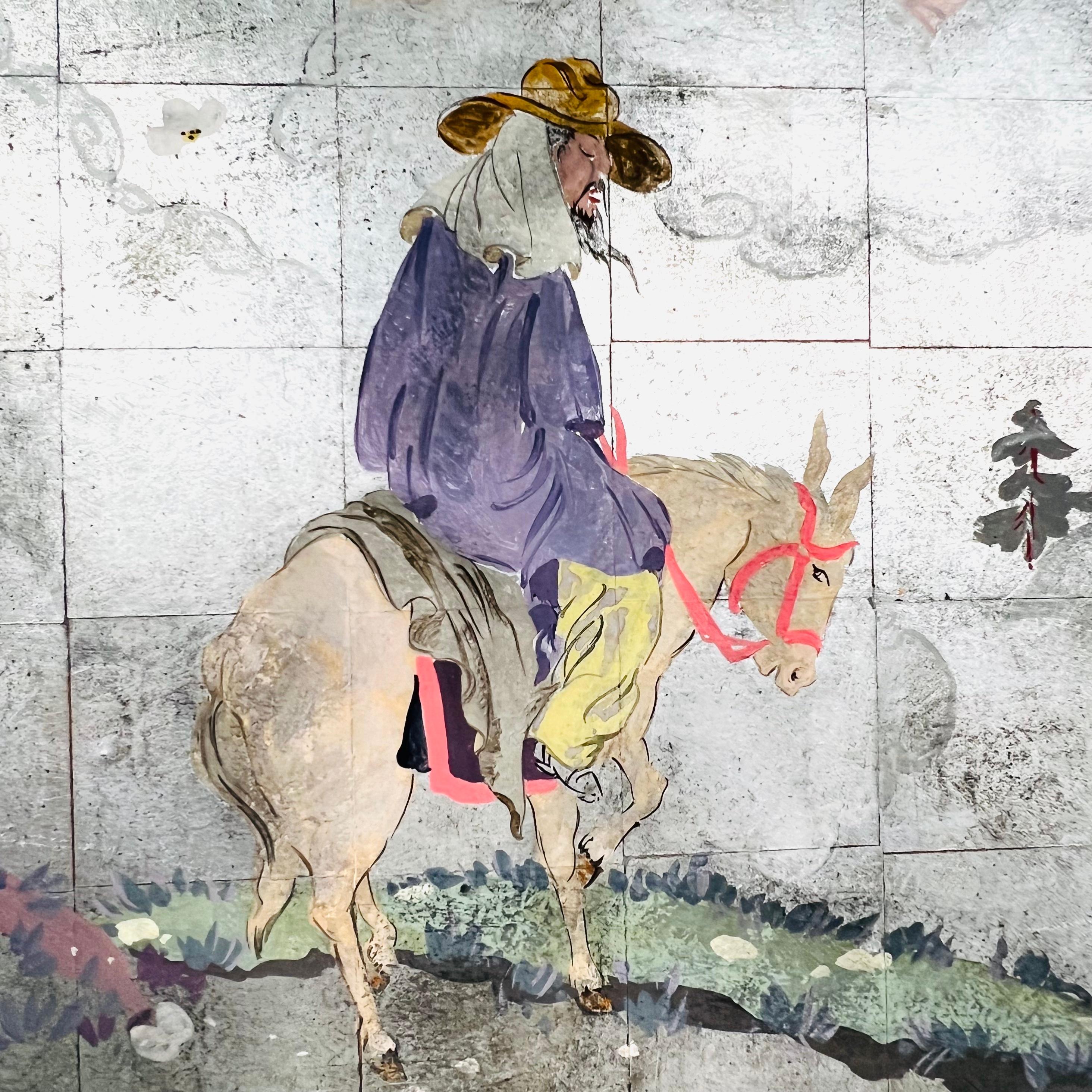 Framed Chinoiserie Style Silver Leaf Panel In Good Condition For Sale In Dallas, TX