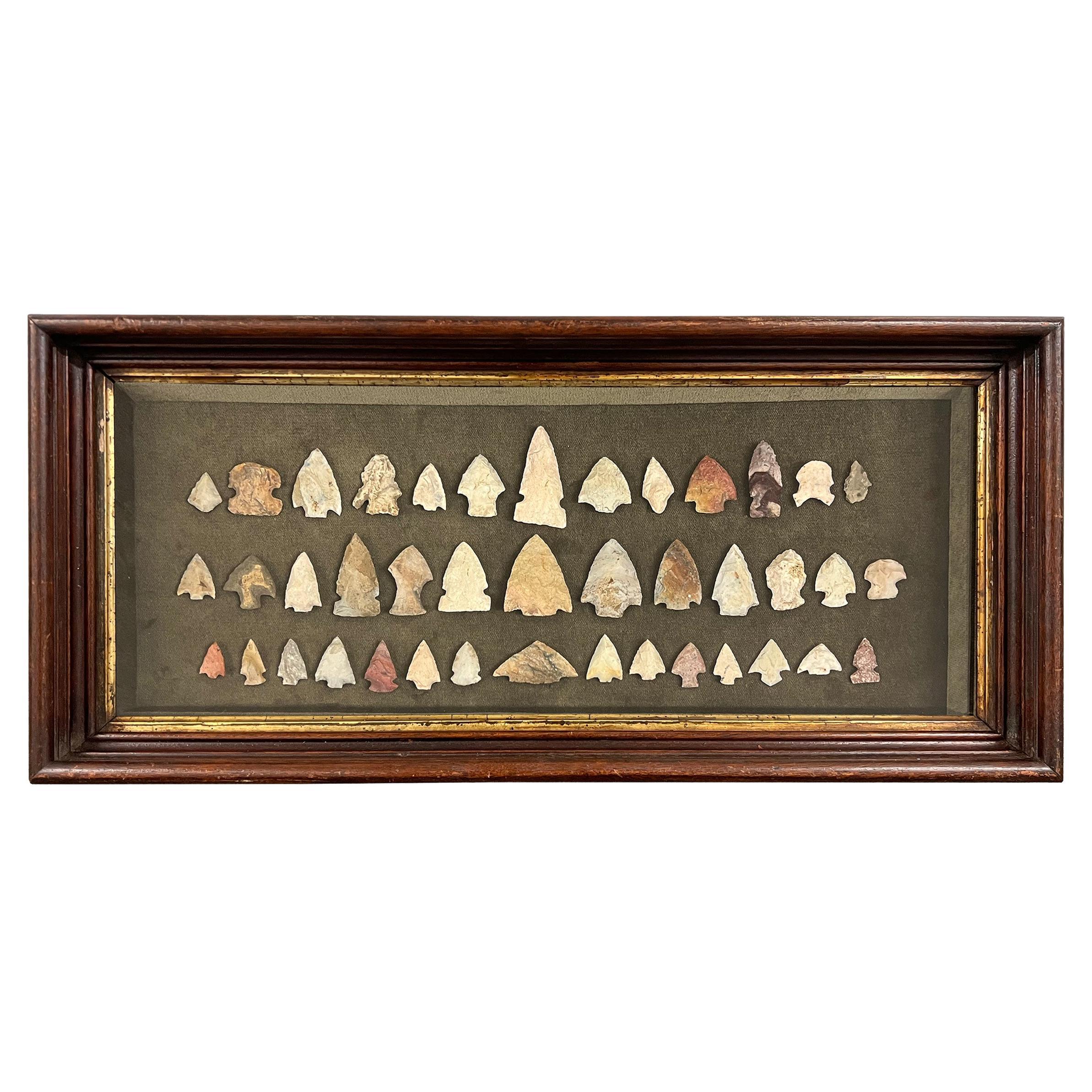 Framed Collection of Forty-One Arrowheads