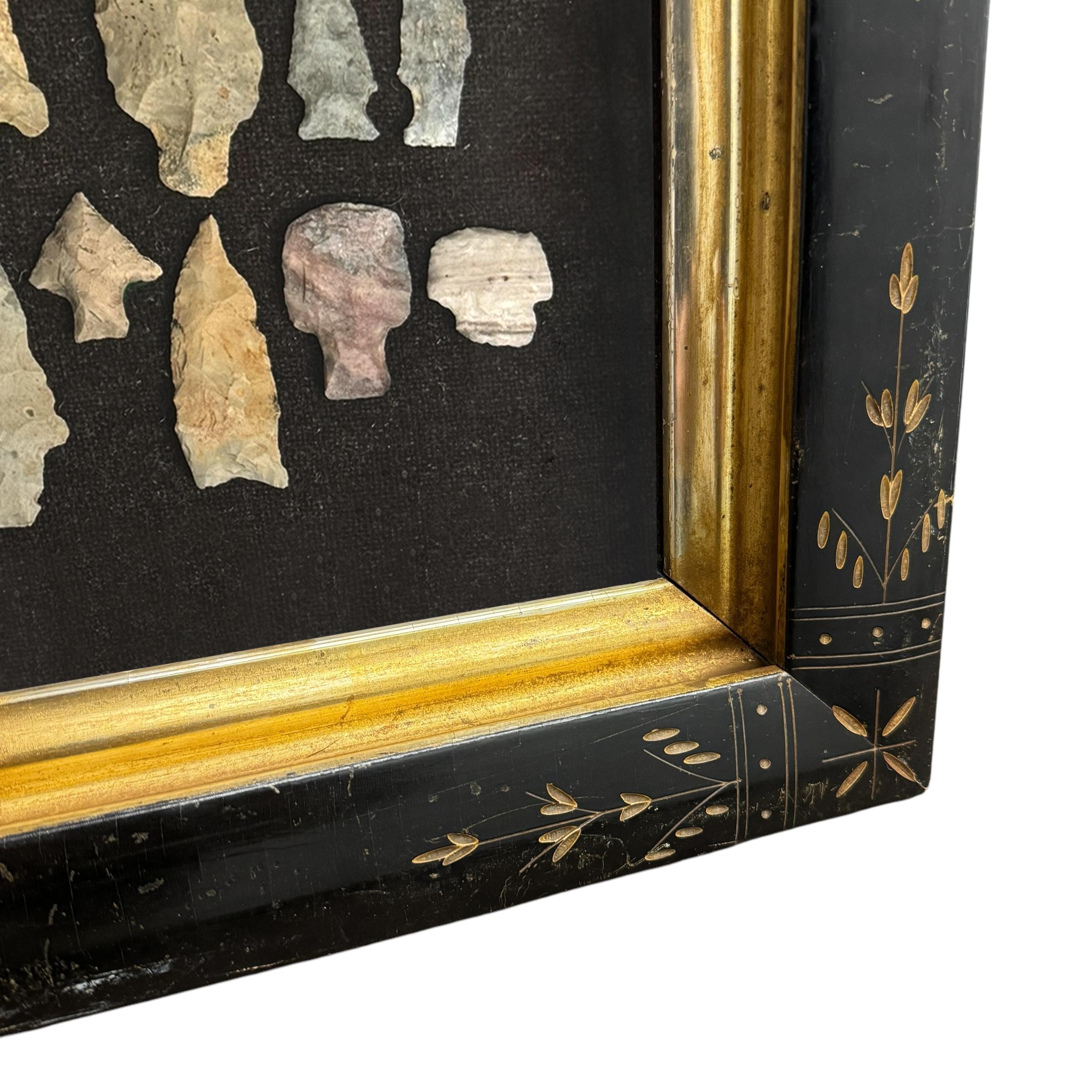 Stone Framed Collection of Thirteen Native American Arrowheads