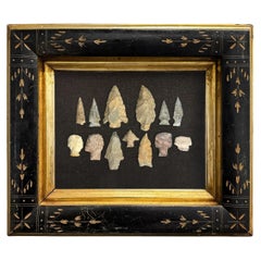 Framed Collection of Thirteen Native American Arrowheads
