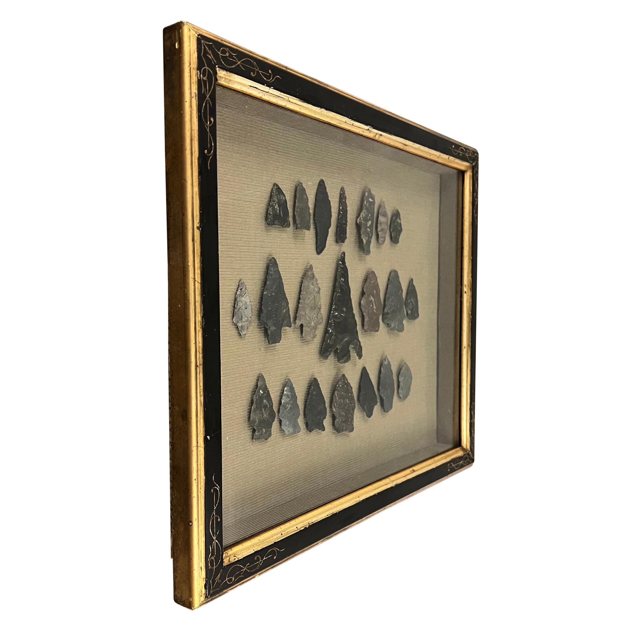 Tribal Framed Collection of Twenty-One Arrowheads