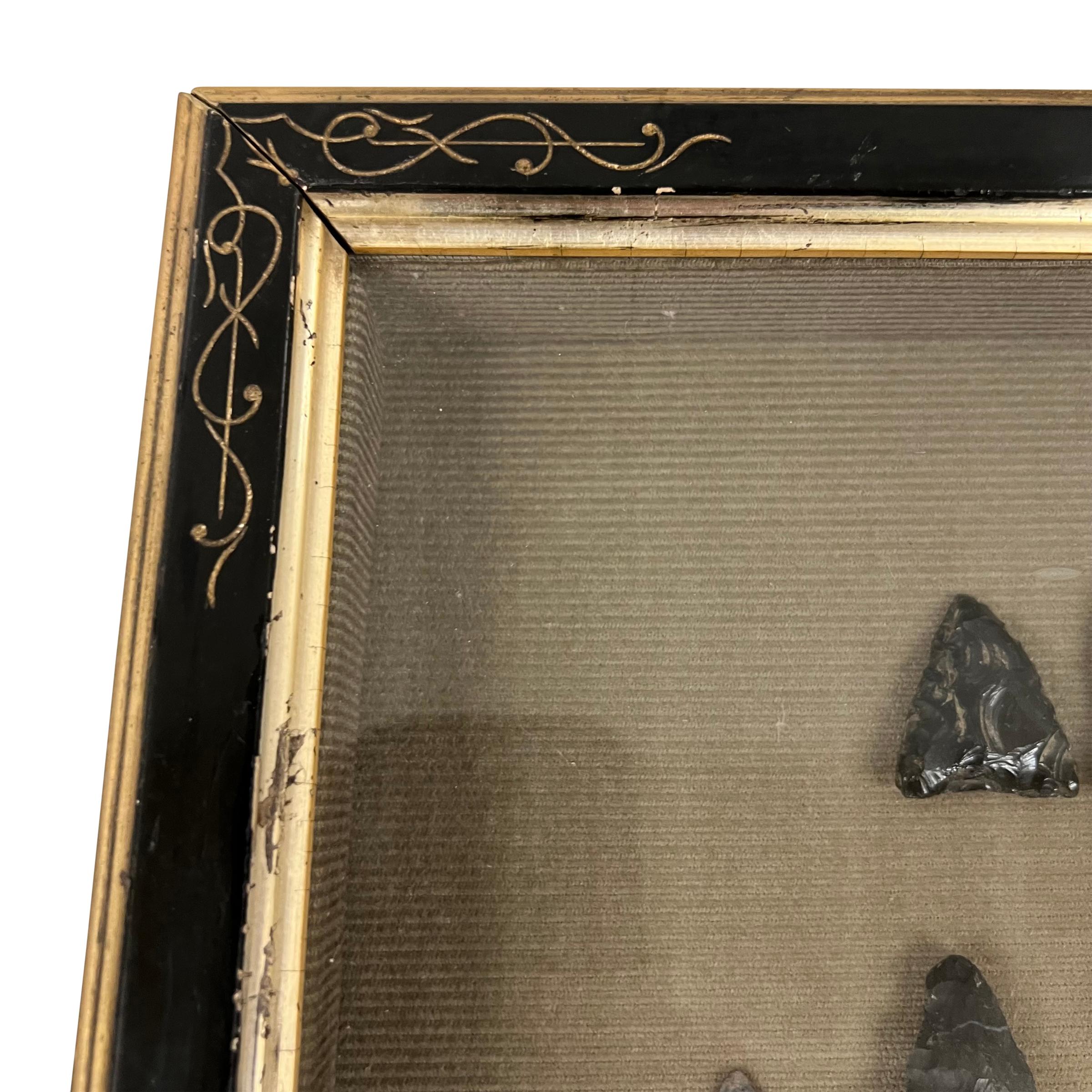 Framed Collection of Twenty-One Arrowheads In Good Condition In Chicago, IL