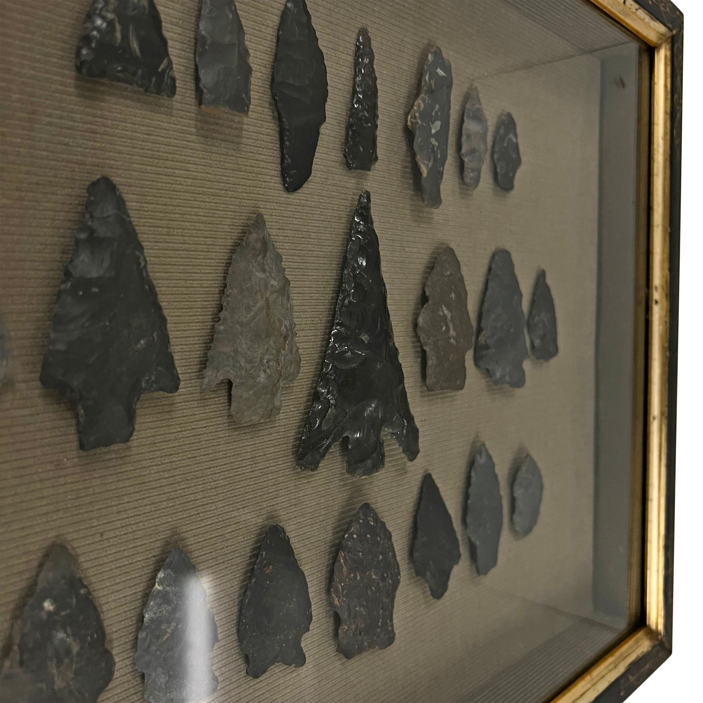 Stone Framed Collection of Twenty-One Arrowheads