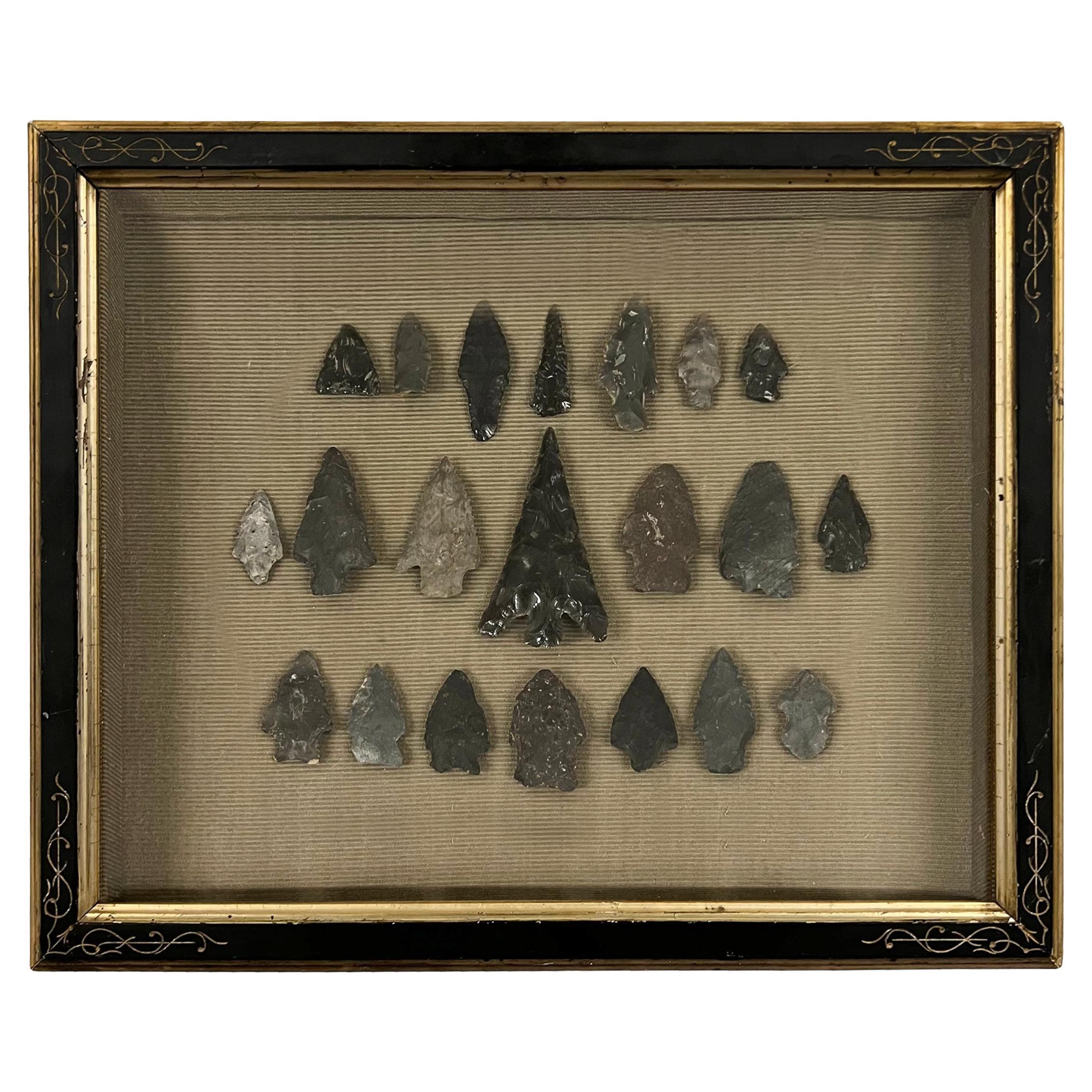 Framed Collection of Twenty-One Arrowheads