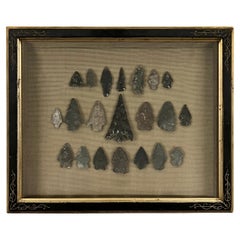 Antique Framed Collection of Twenty-One Arrowheads