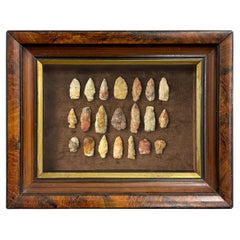 Framed Collection of Twenty-One Native American Arrowheads