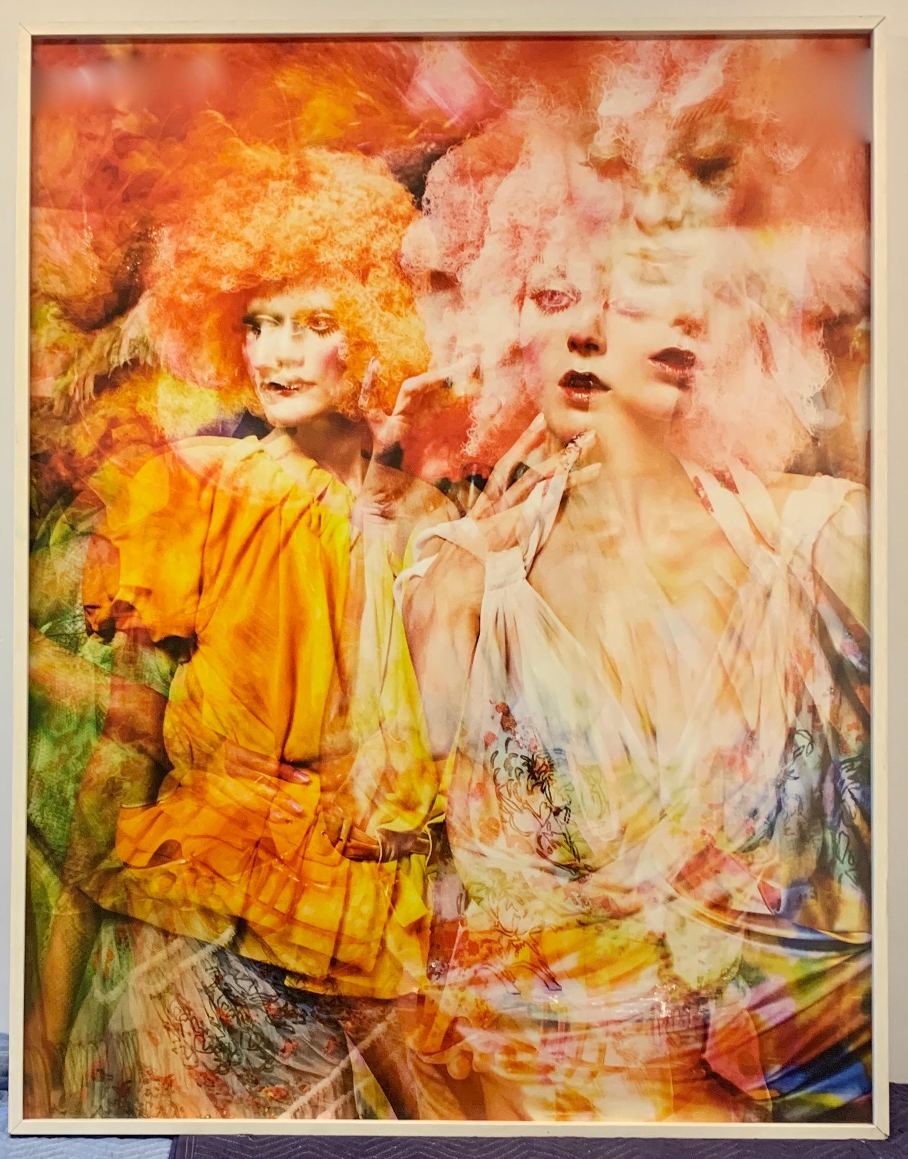 Capturing the colorful mood of models about to take to the runway in Paris, a color photograph of models backstage shot by Celebrity Photographer and Director, Mark Leibowitz. 

A complement to any wall at all! Large scale print in modern white