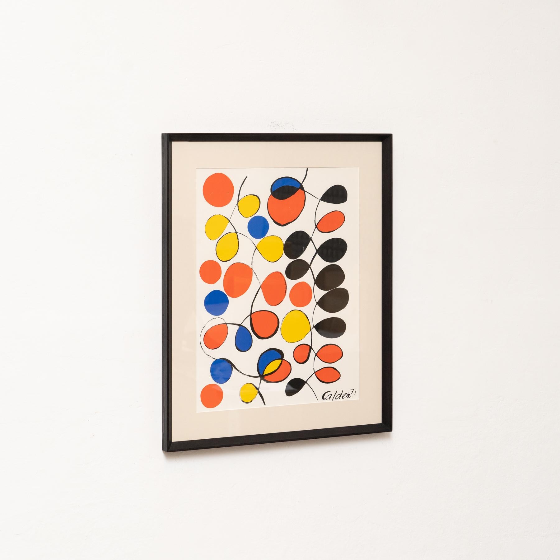 Mid-Century Modern Framed Color Serigraphy by Alexander Calder - 