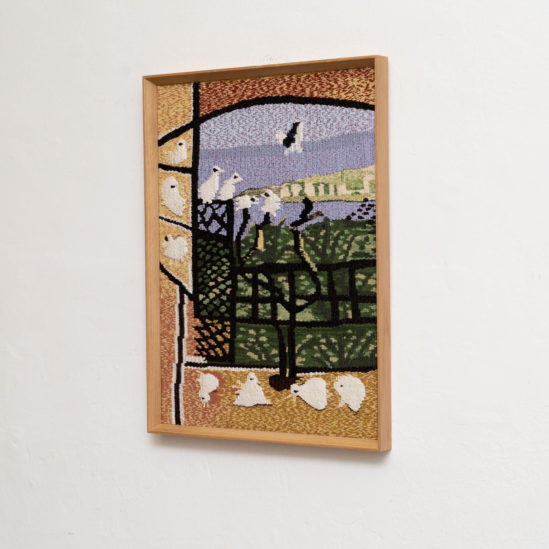 French Framed Color Textile Wall Tapestry After Pablo Picasso - 