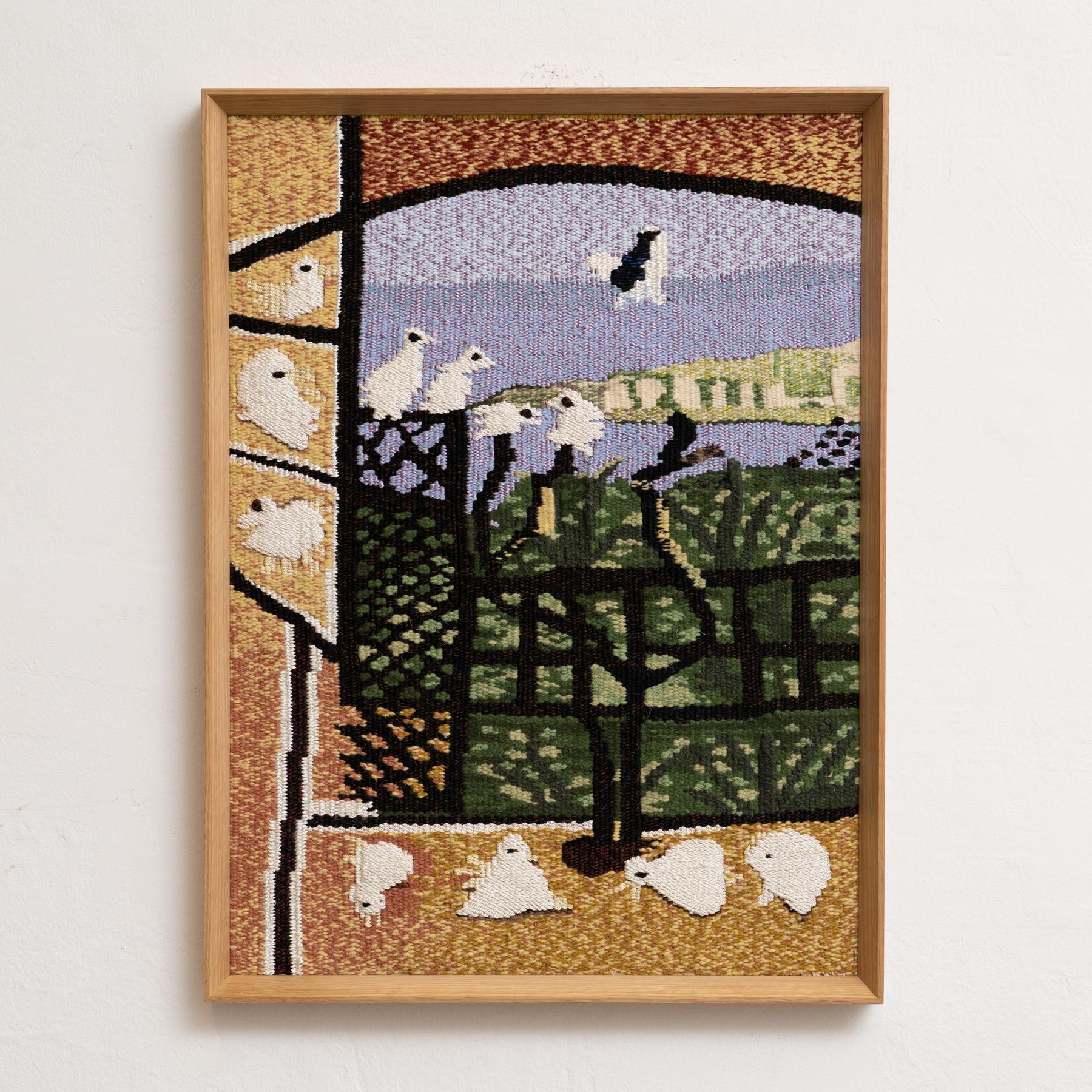 Framed Color Textile Wall Tapestry After Pablo Picasso - 