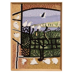 Framed Color Textile Wall Tapestry After Pablo Picasso - "Los Pichones", 1980s