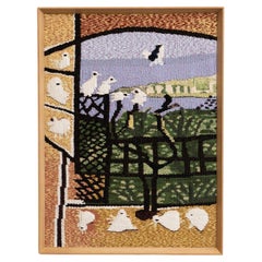 Tapiz de pared textil en color enmarcado (after) Pablo Picasso - "Los Pichones", años 80