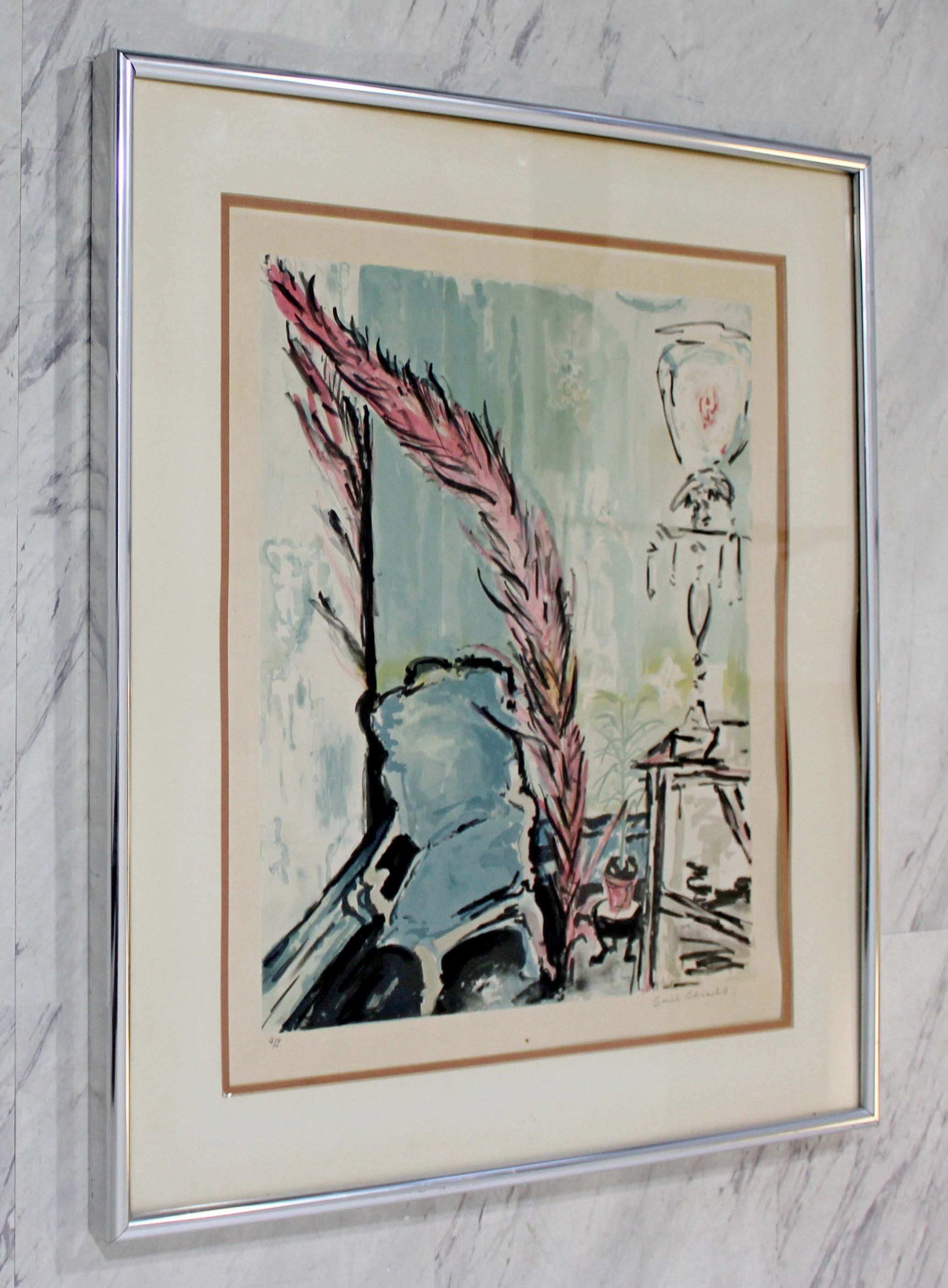 Art Deco Framed Colored Lithograph Signed by Sarah Churchill 67/300
