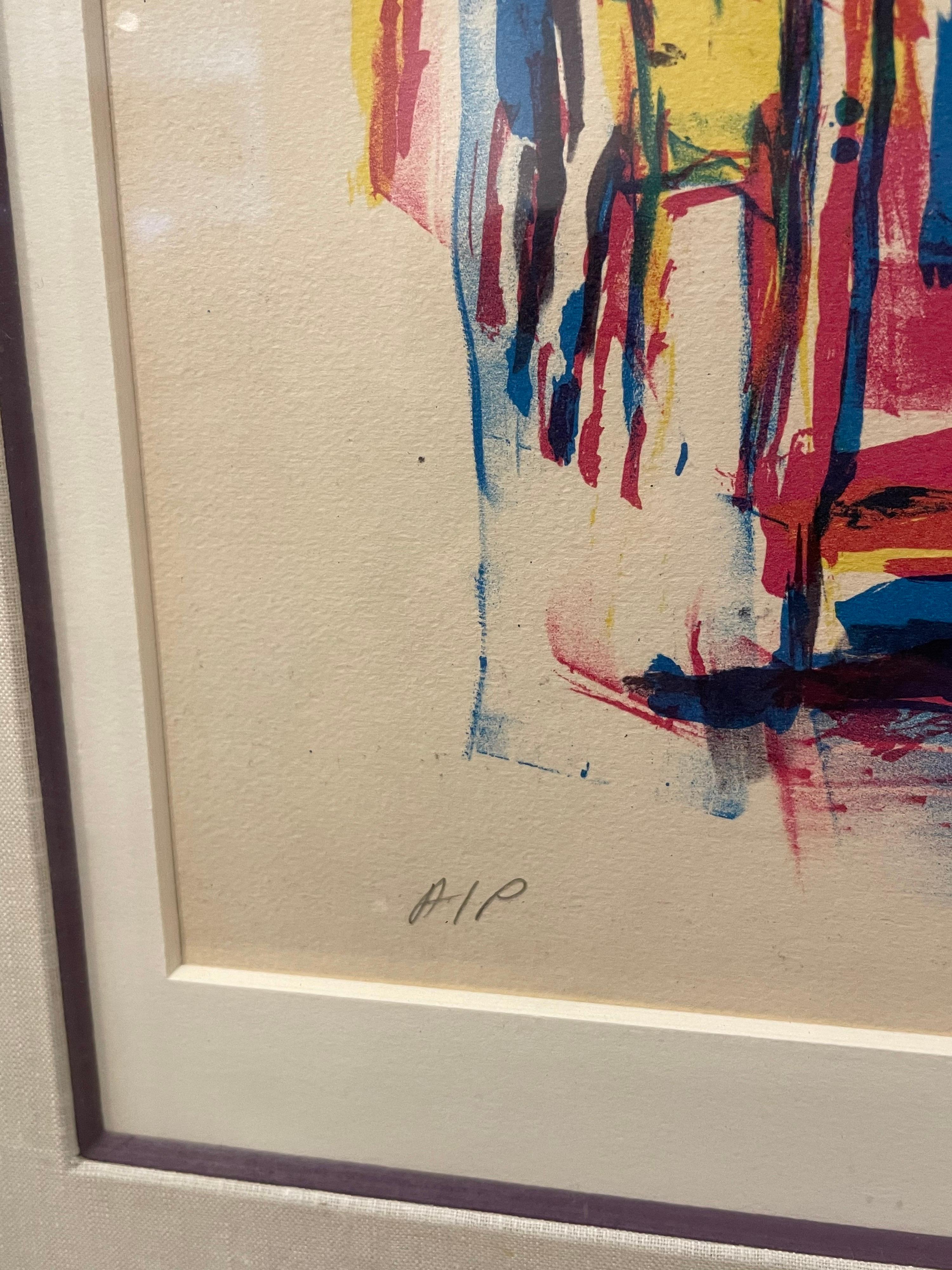 Framed Colorful Abstract Artist Proof Lithograph Signed In Good Condition In San Diego, CA