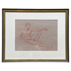 Framed Contemporary Artist study of Adam after Michelang's "Creation of Adam"