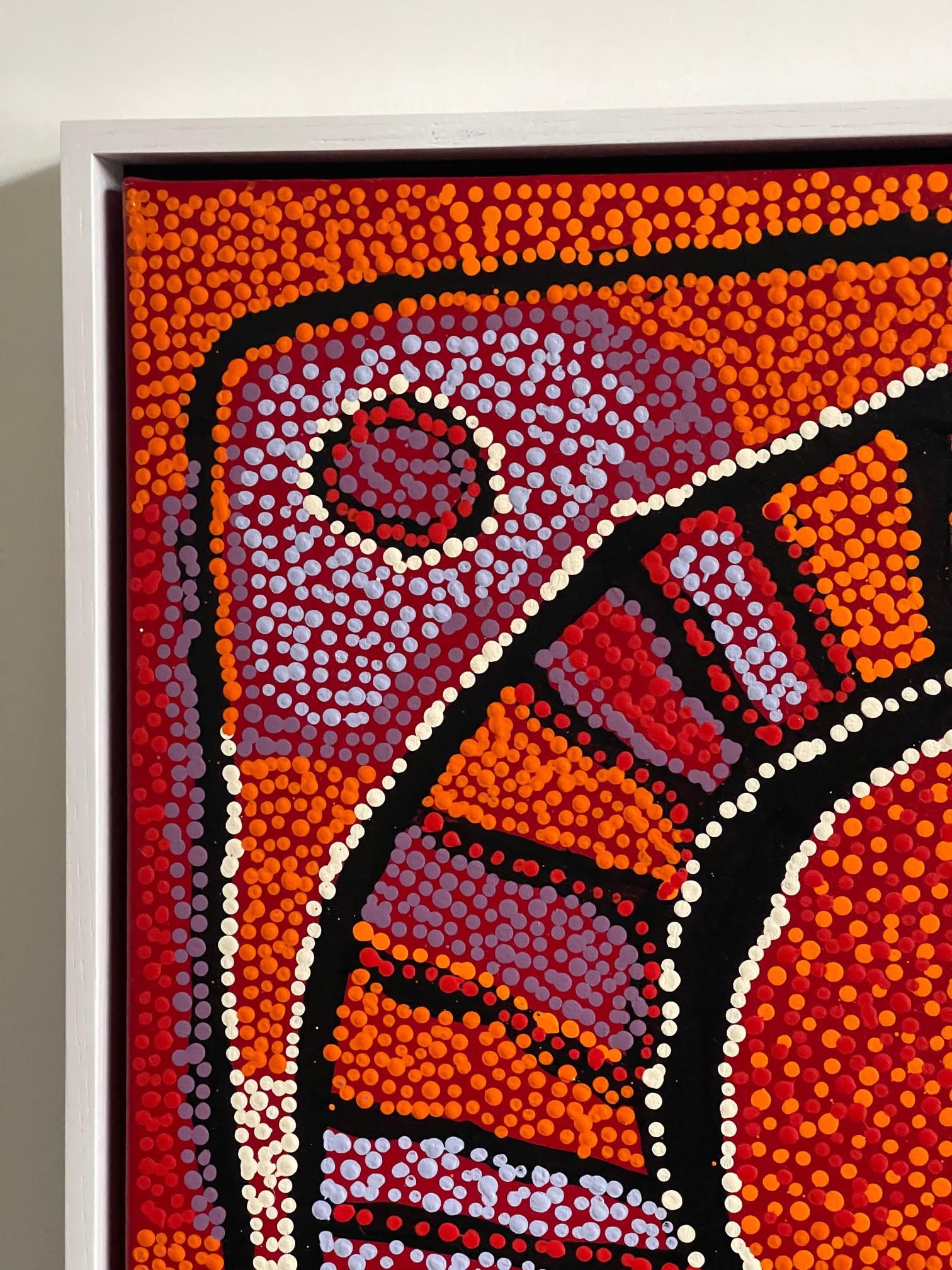 Modern Framed Contemporary Australian Aboriginal Painting by Naata Nungurrayi