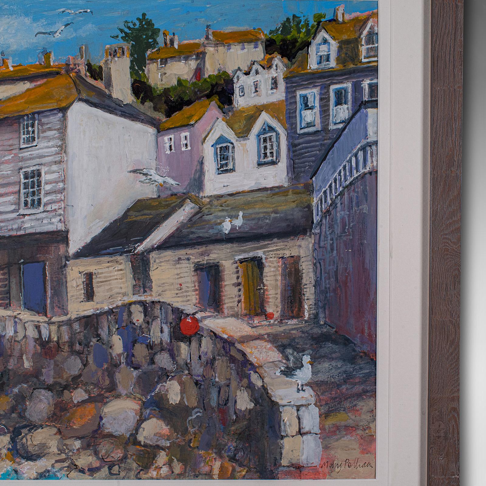 Peinture de paysage contemporaine encadrée, anglaise, acrylique, art, tableau, Cornouailles Bon état - En vente à Hele, Devon, GB