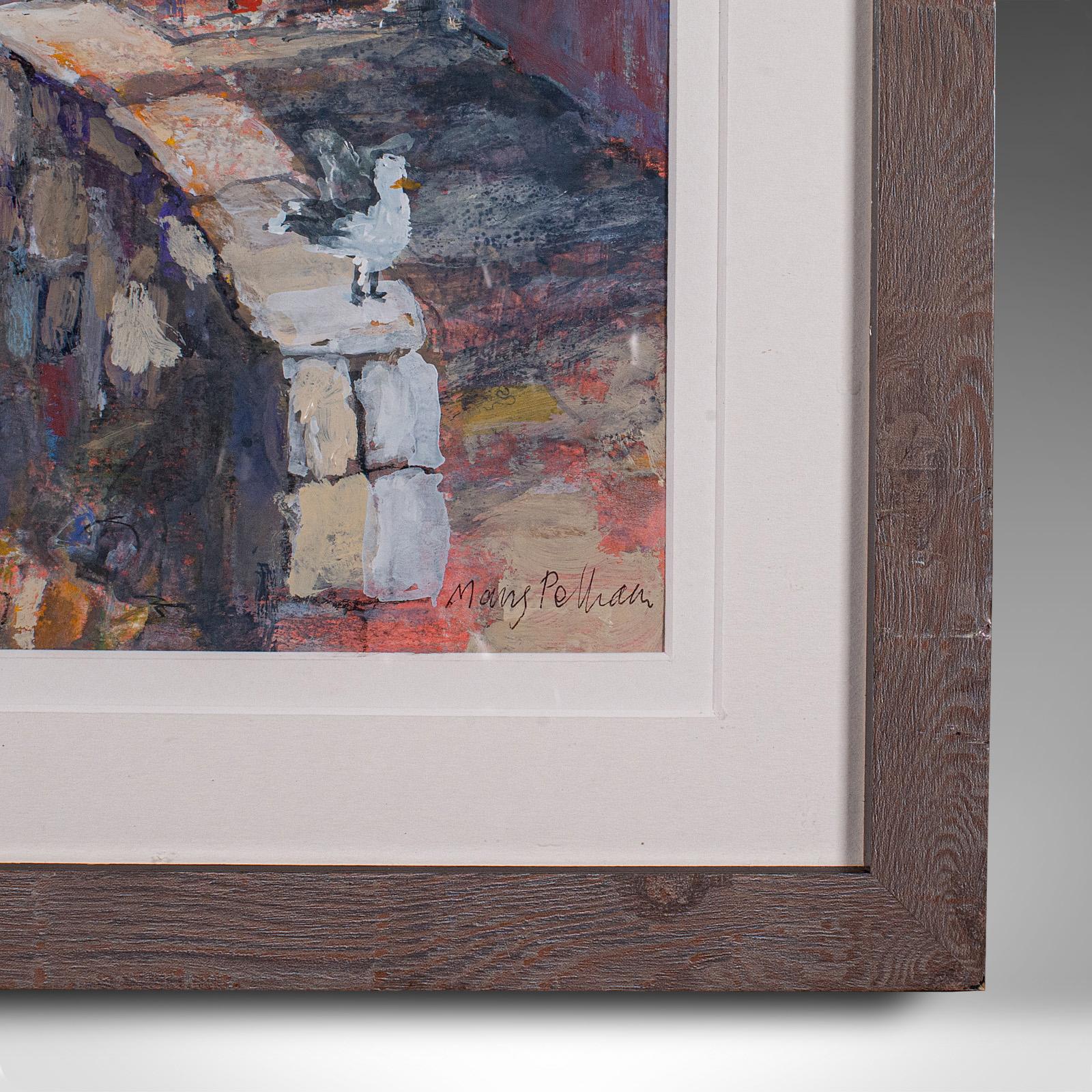 Toile Peinture de paysage contemporaine encadrée, anglaise, acrylique, art, tableau, Cornouailles en vente
