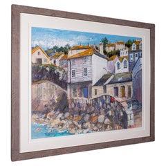 Framed Contemporary Landscape Painting, English, Acrylic, Art, Picture, Cornwall