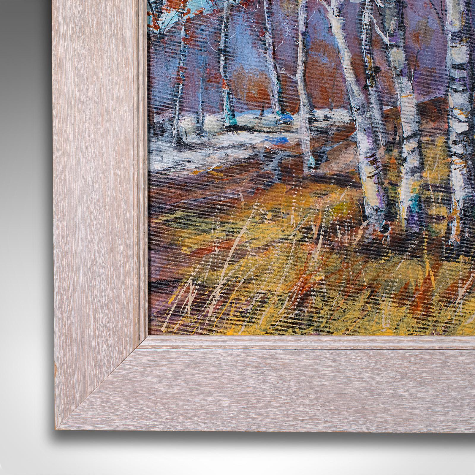 XXI secolo e contemporaneo Quadro di paesaggio contemporaneo incorniciato, inglese, olio, arte, immagine, bosco in vendita
