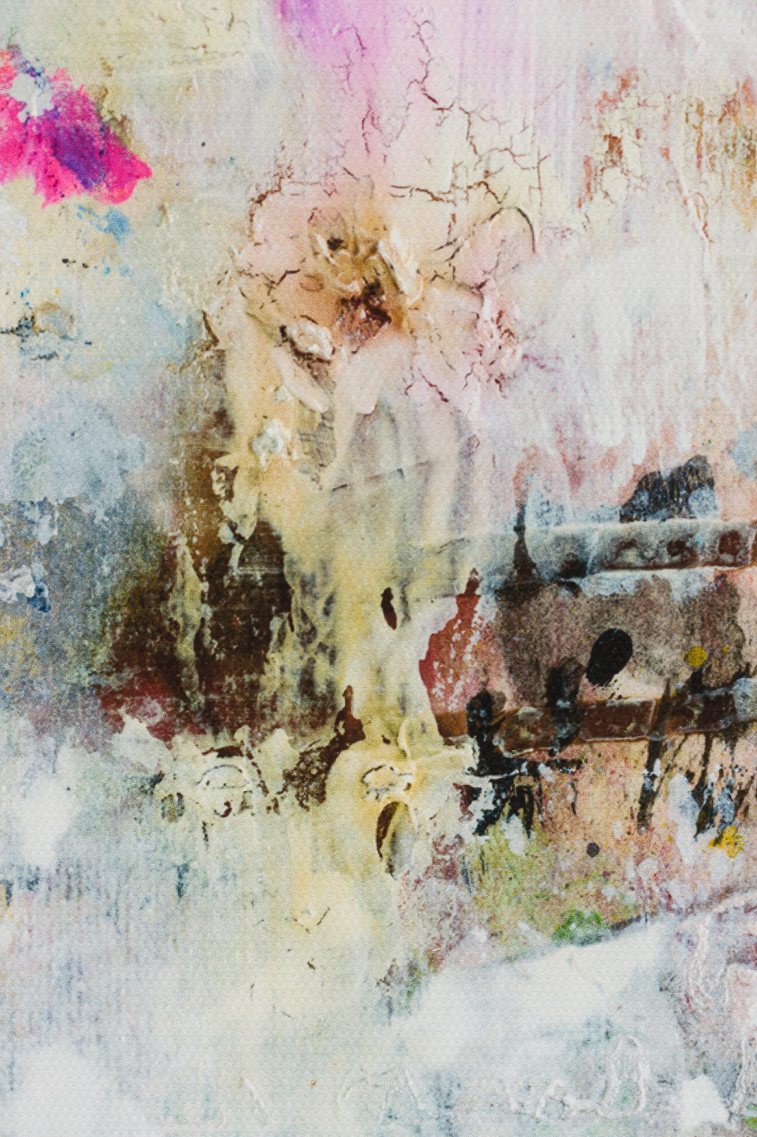 Framed Contemporary Mixed Media Print of Colorful Shapes on a Beige Background (amerikanisch) im Angebot