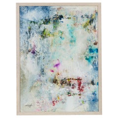Framed Contemporary Mixed Media Print of Colorful Shapes on a Beige Background