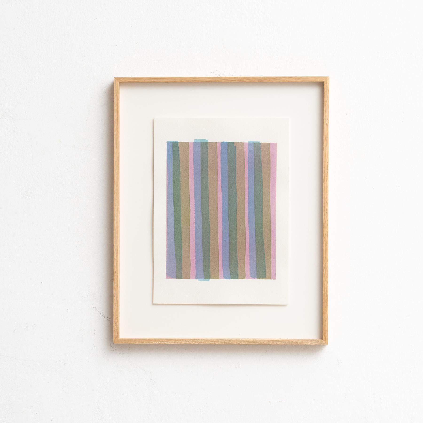 Dieses gerahmte, zeitgenössische Aquarell des renommierten Künstlers Enrico Della Torre zeigt seinen charakteristischen, minimalistischen Stil, der die Essenz von Einfachheit und Subtilität wunderbar einfängt. Das um 2015 auf Papier gemalte