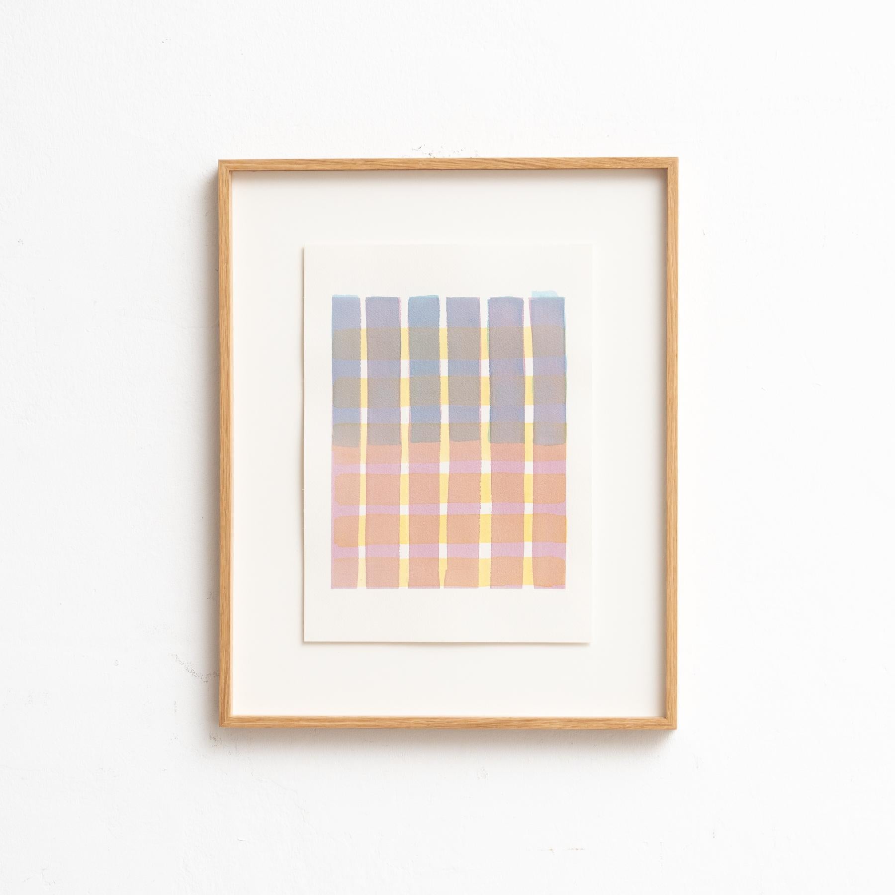 This framed contemporary watercolor artwork by renowned artist Enrico Della Torre showcases his signature minimalist style, beautifully capturing the essence of simplicity and subtlety. Painted on paper around 2015, the artwork exudes a sense of
