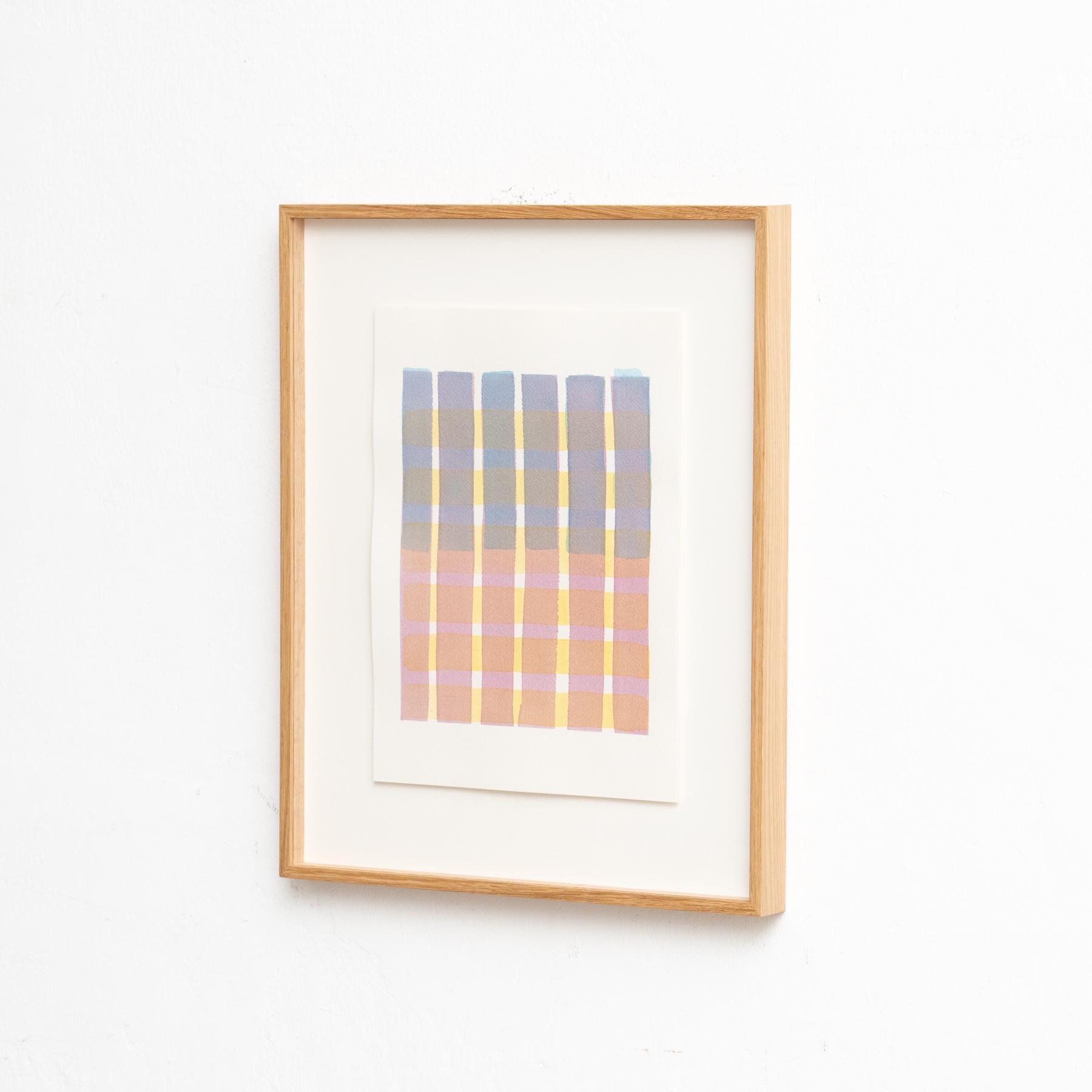 Mid-Century Modern Framed Contemporary Watercolor by Enrico Della Torre – Minimalist Art, 2015 For Sale