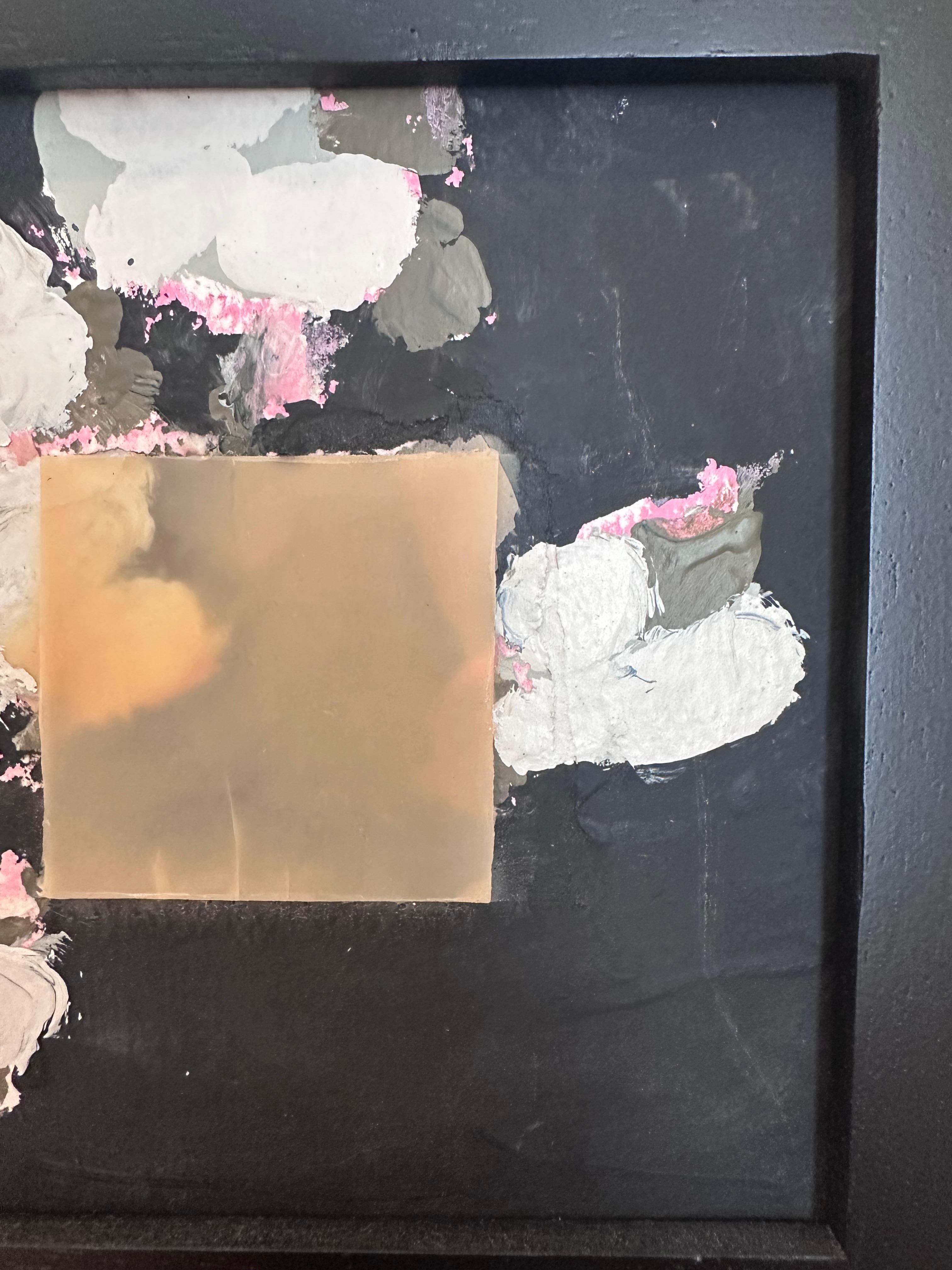 Framed Cotton On Dark Background with Wax Square George Marks Painting In Excellent Condition For Sale In Baton Rouge, LA