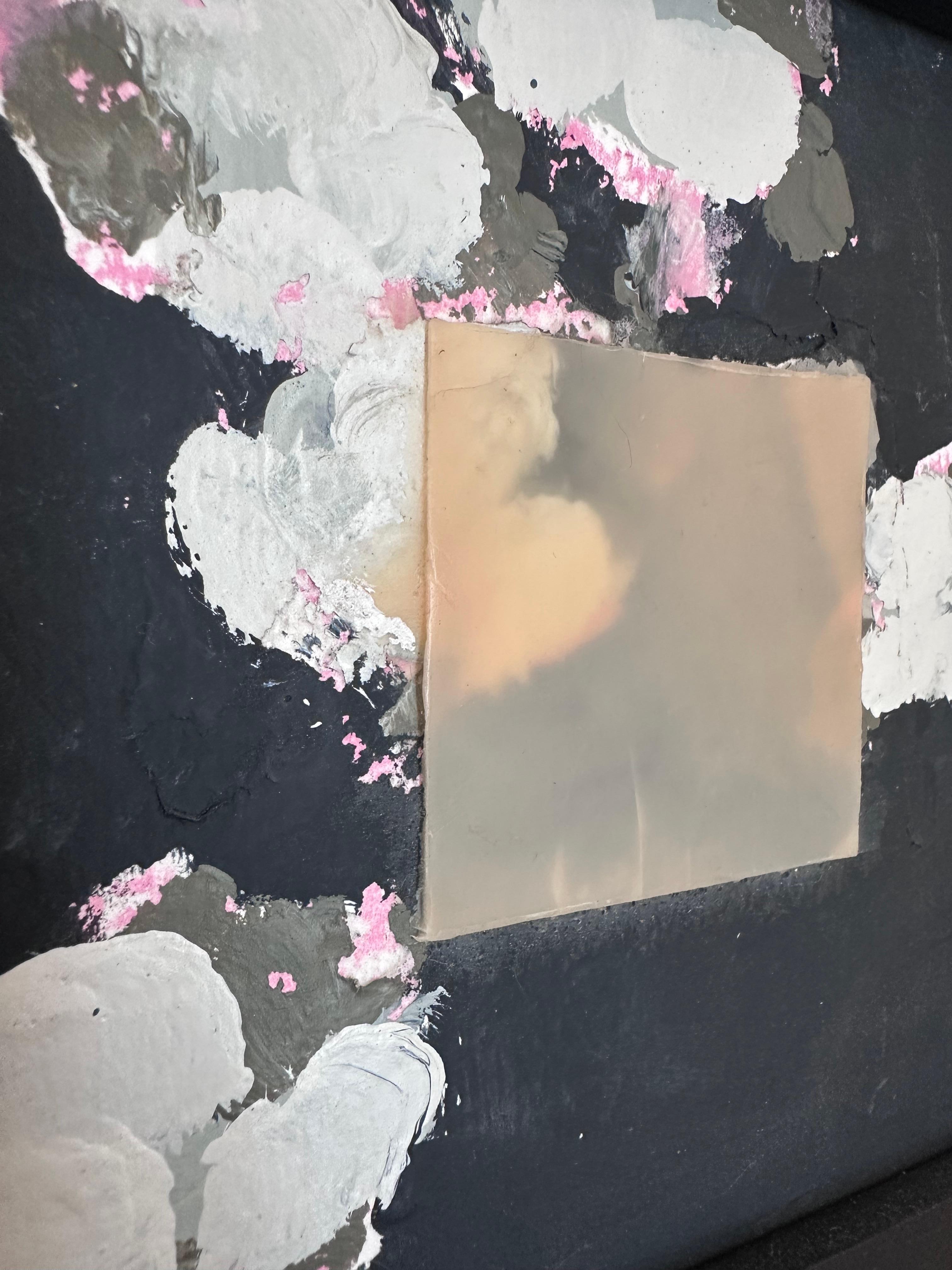 Contemporary Framed Cotton On Dark Background with Wax Square George Marks Painting For Sale