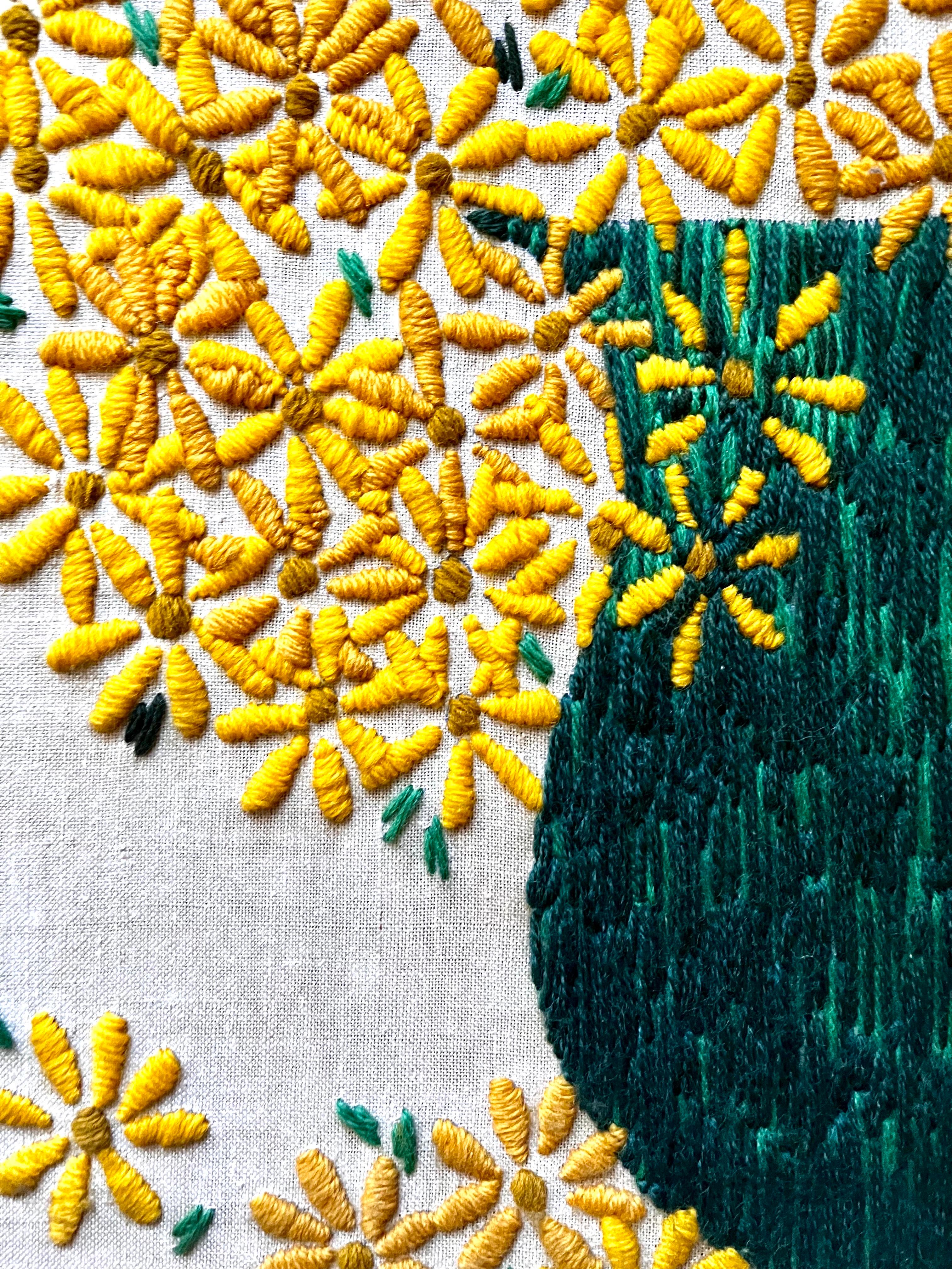 Gerahmte Crewel-Stickerei 