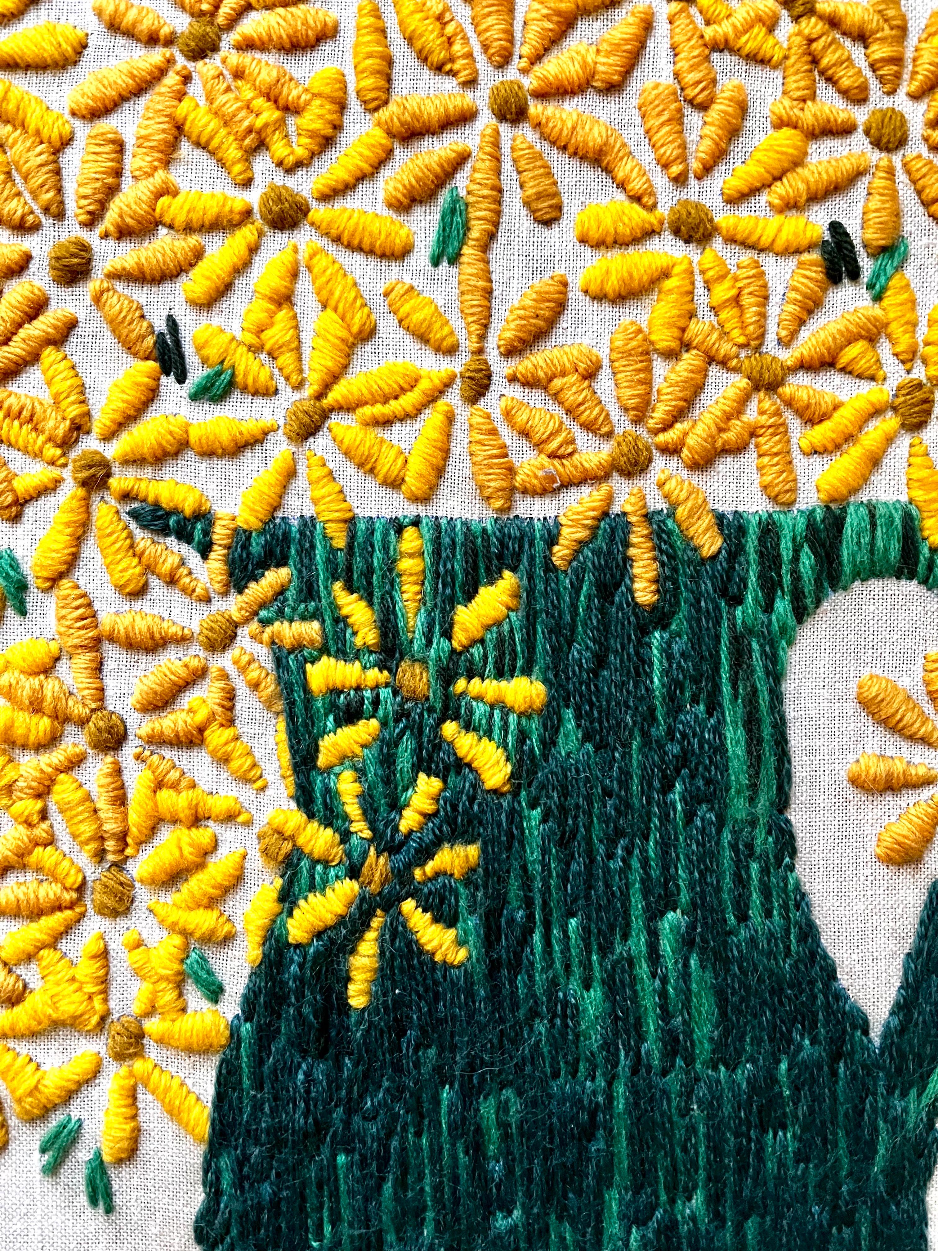 Gerahmte Crewel-Stickerei 