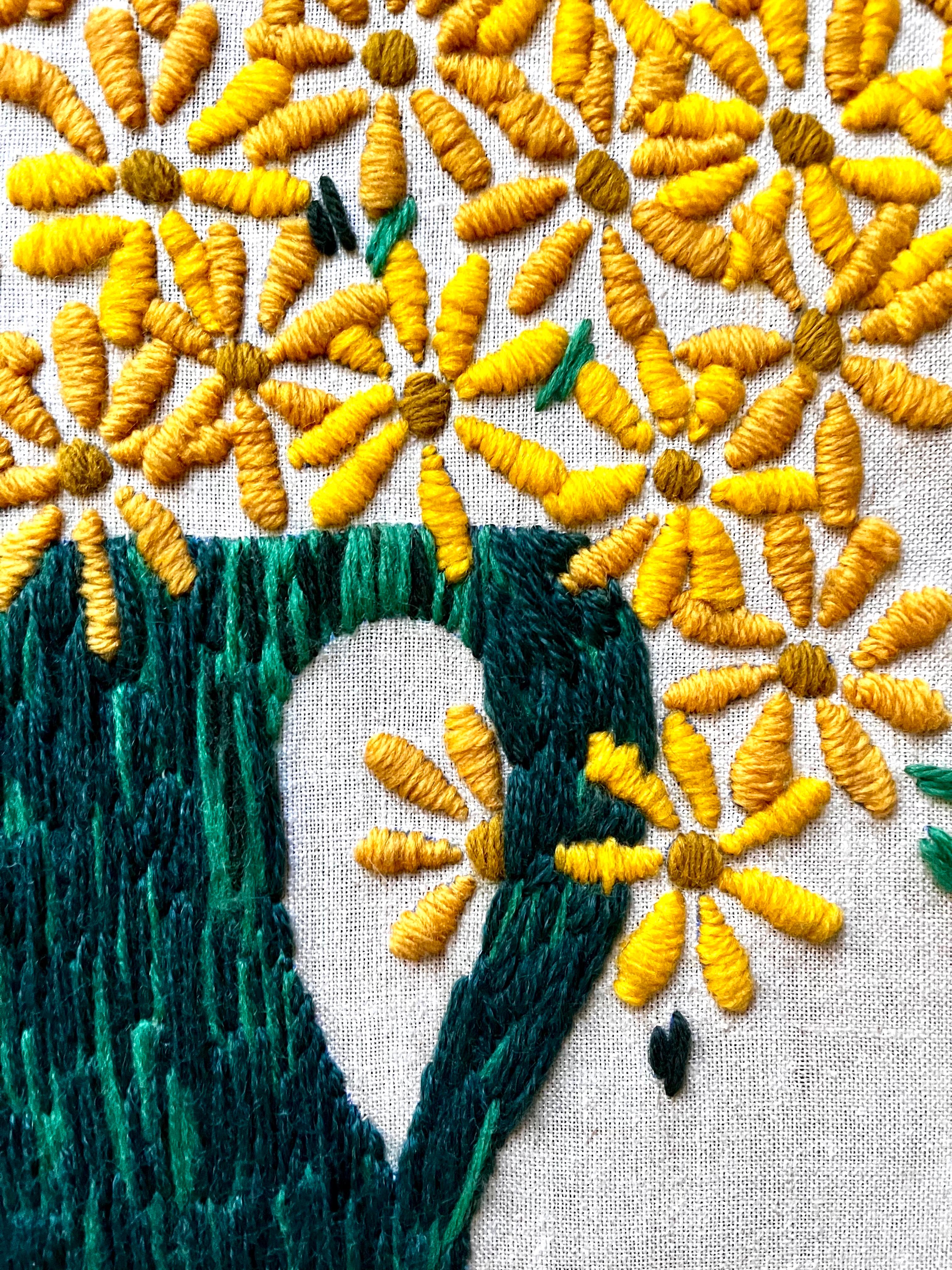 Gerahmte Crewel-Stickerei 