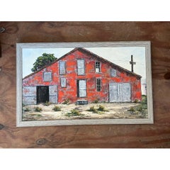 Gerahmtes Landschaftsgemälde „D. Hayes Barn“