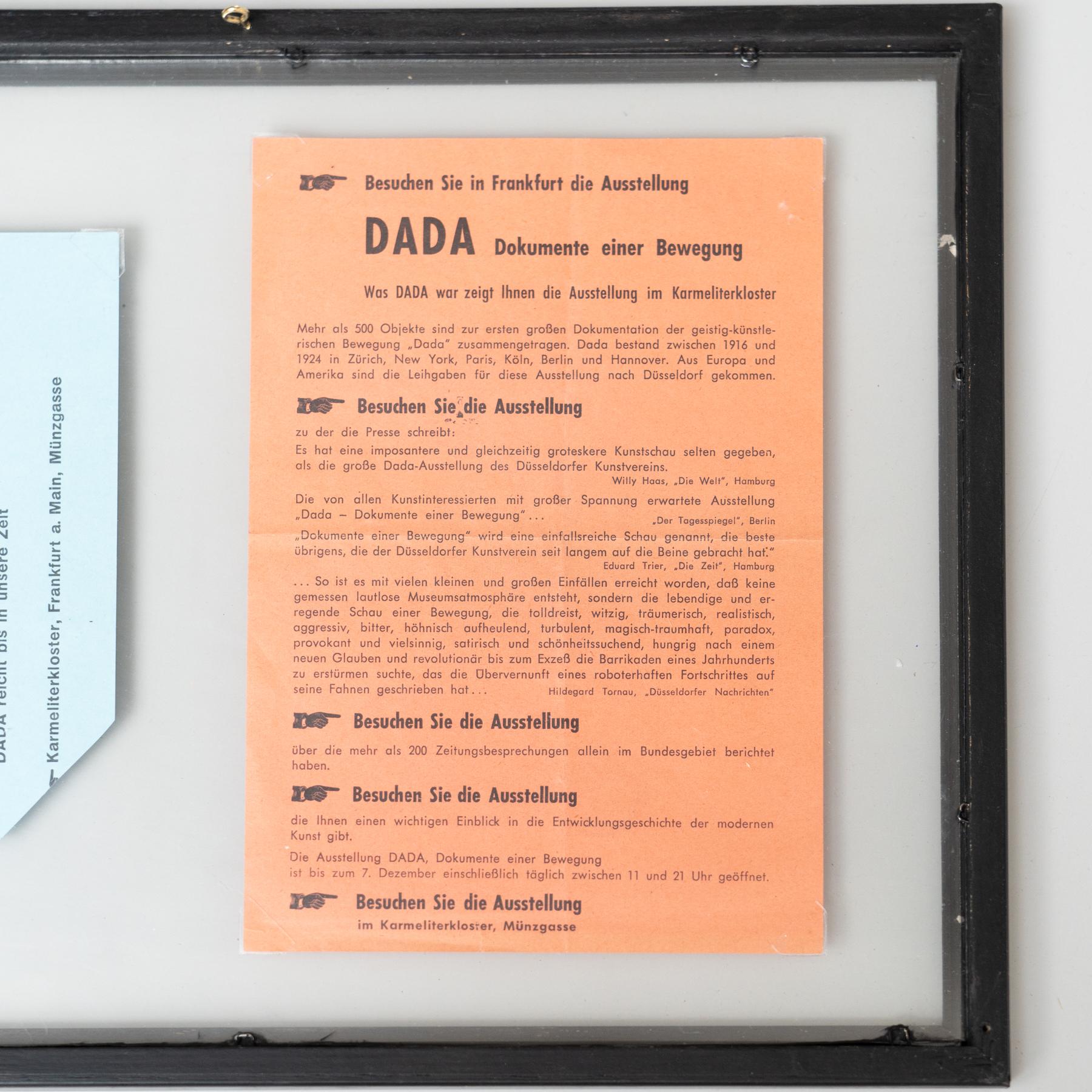Gerahmter Dada Tract aus der Ausstellung „Dada Dokumente Einer Bewegung“, 1958 im Angebot 3