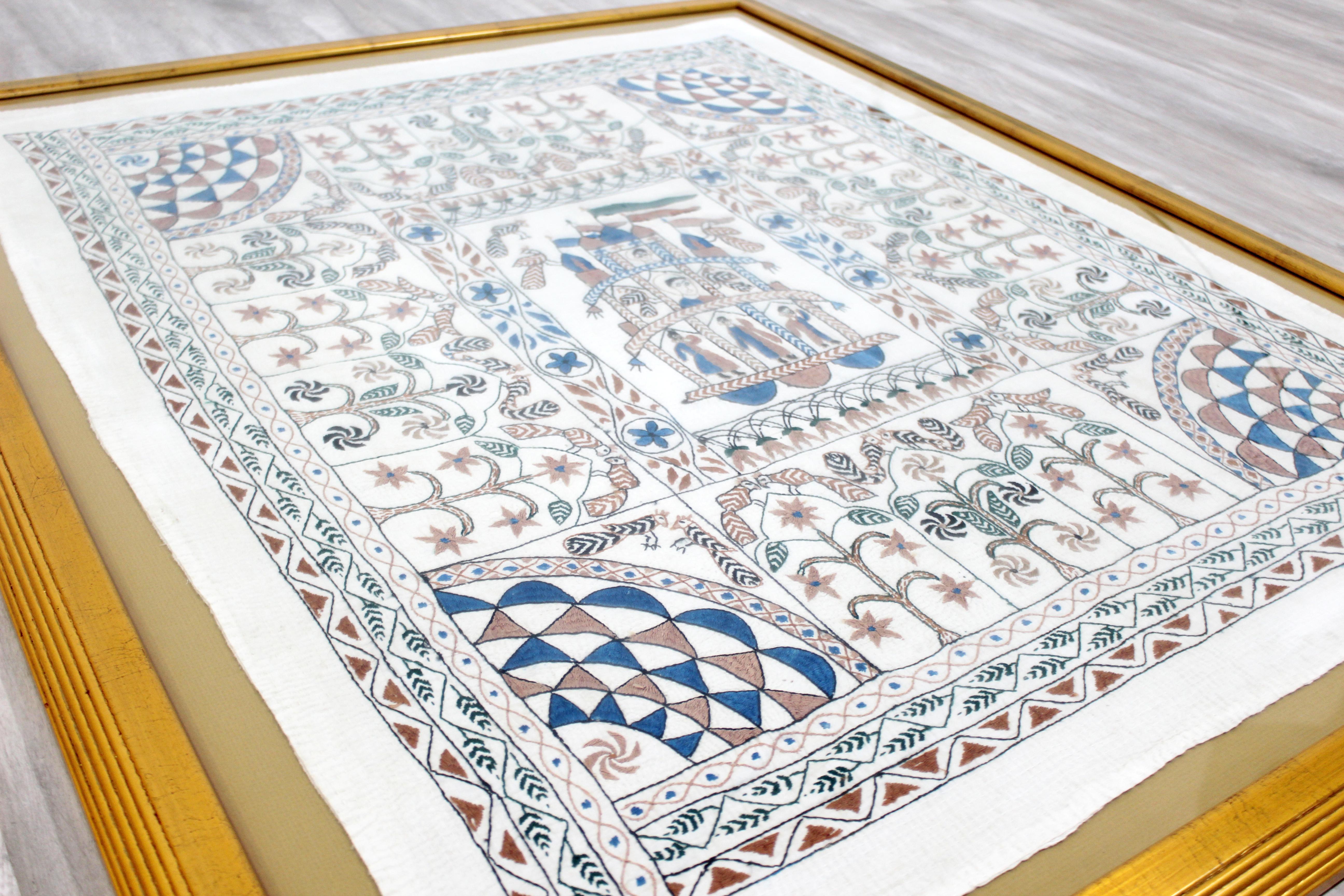 20th Century Framed Decorative Ethnic Figurative Tapestry