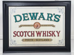 Framed Dewar's Whisky Advertising Mirror from Scotland (H 25 1/4 x W 32)